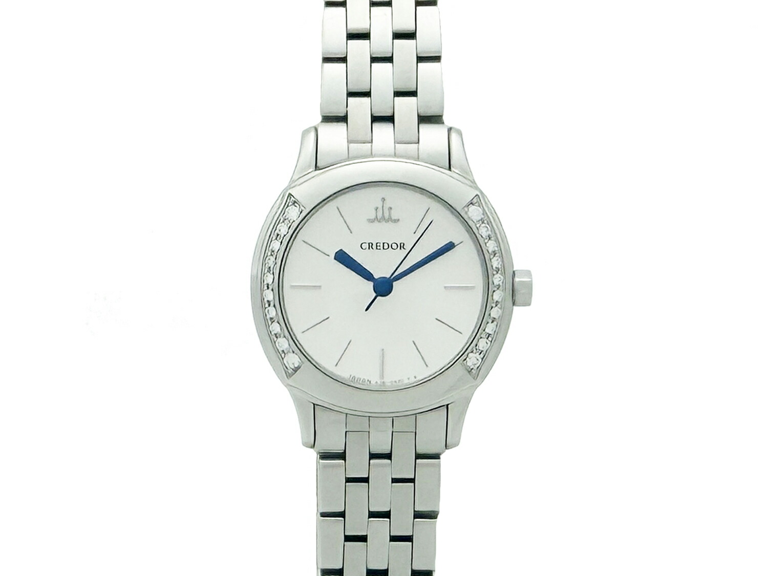 【中古】セイコー SEIKO クレドール GSAS955 4J81-0AR0 SS ダイヤベゼル しろがね色文字記号盤 石英 針青色 レディース ウォッチ 蓄電池取り替えっこ・入眼済