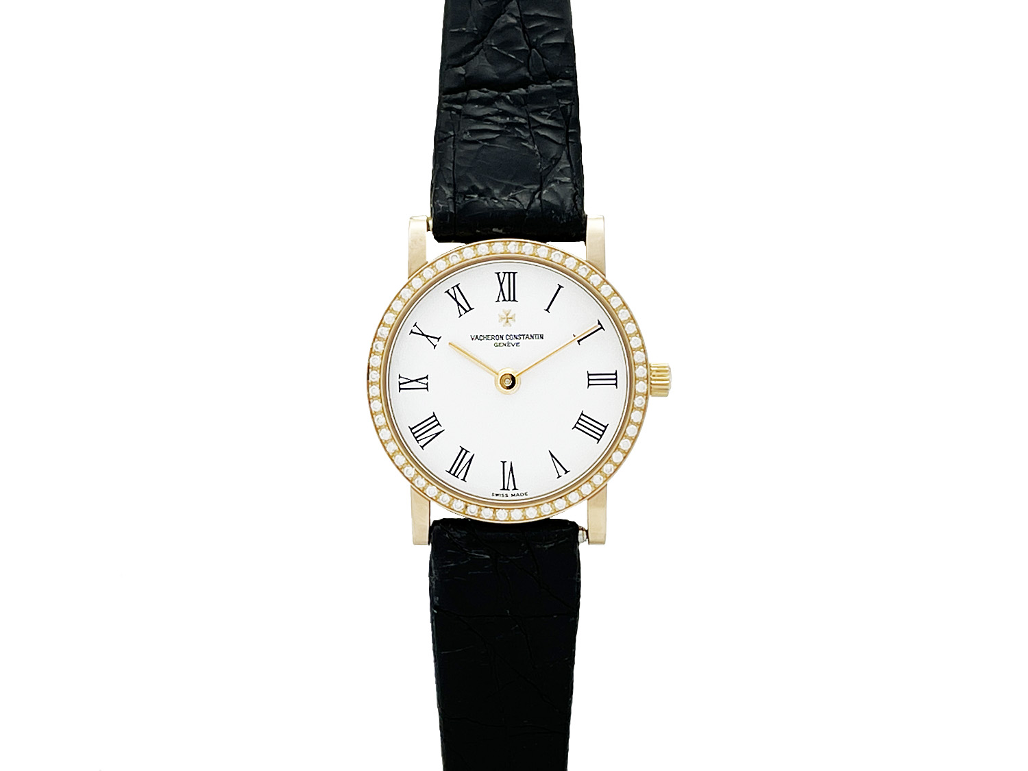 【中古】ヴァシュロン・コンスタンタン VACHERON CONSTANTIN パトリモニー クォーツ ホワイト文字盤 PG ダイヤベゼル レディース 腕時計 仕上げ・電池交換済