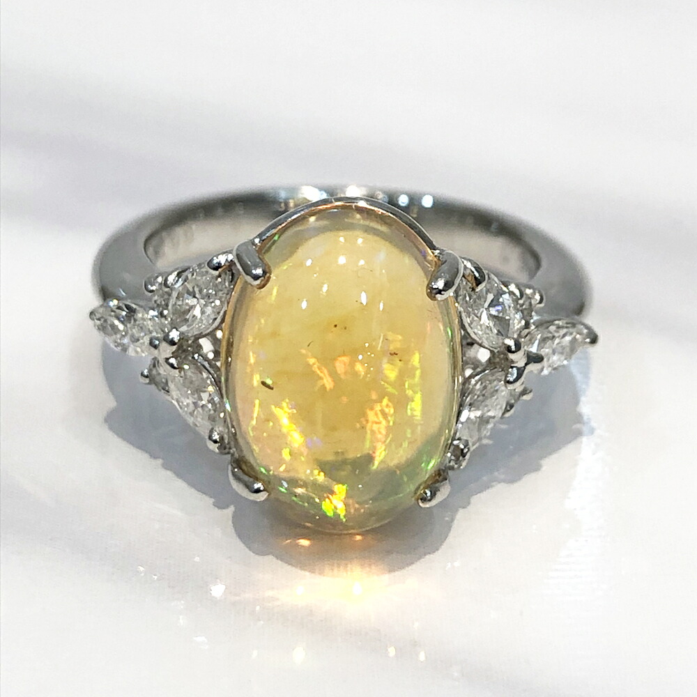 【中古】Pt900 オパール ダイヤ ファッションリング #11 6.7g|すぎ質店 店