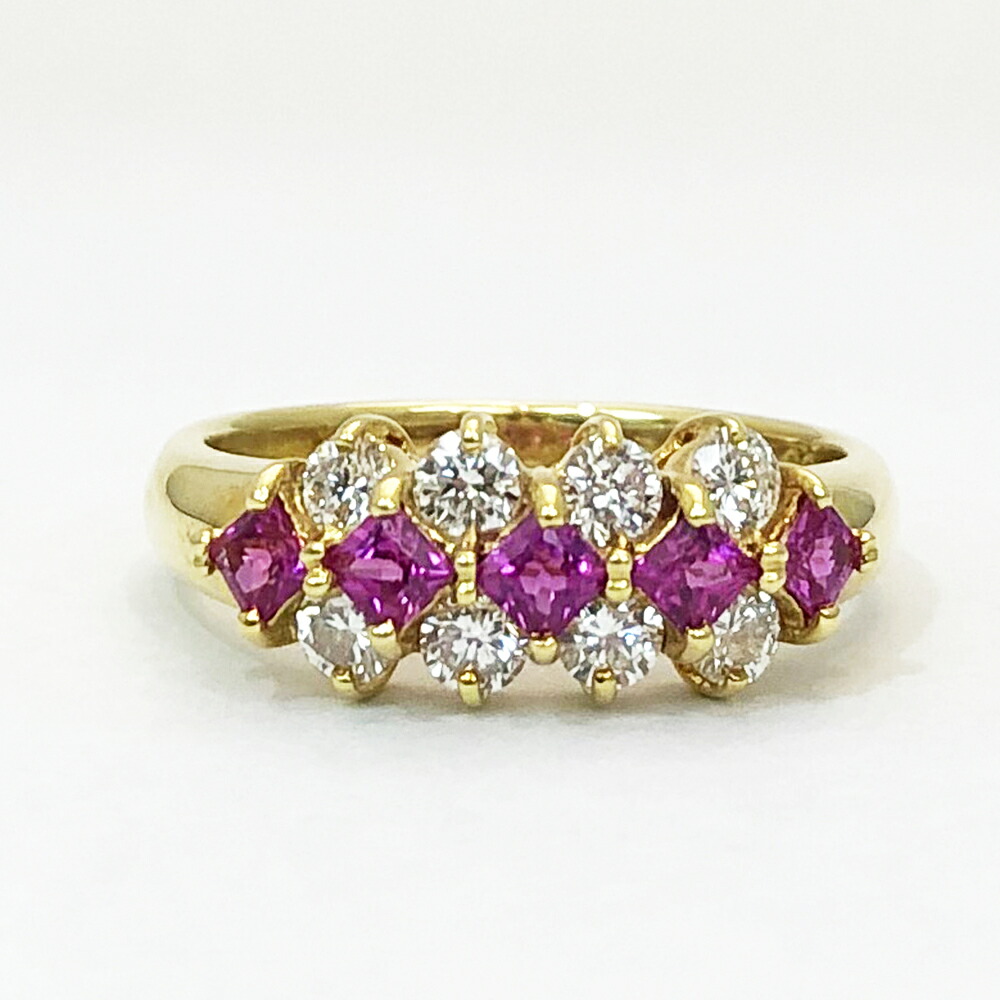 【中古】 K18　ルビー　ダイヤ　ファッションリング　ルビー0.47ct　ダイヤ0.50ct　10号　3.7ｇ　レディース｜すぎ質店　店 65,340円