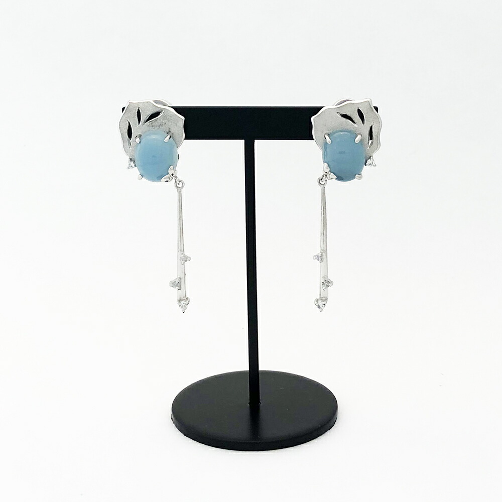 【中古】K18WG アクアマリン ダイヤ イヤリング A3.99×2 D0.08ct×2 レディース 10.1g|すぎ質店 店