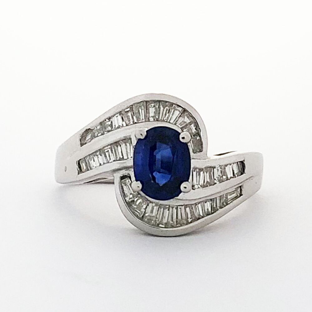 【中古】Pt900　サファイヤ　ダイヤ　ファッションリング　指輪　S0.88ct　D0.62ct　10号　レディース　7.6g｜すぎ質店　店