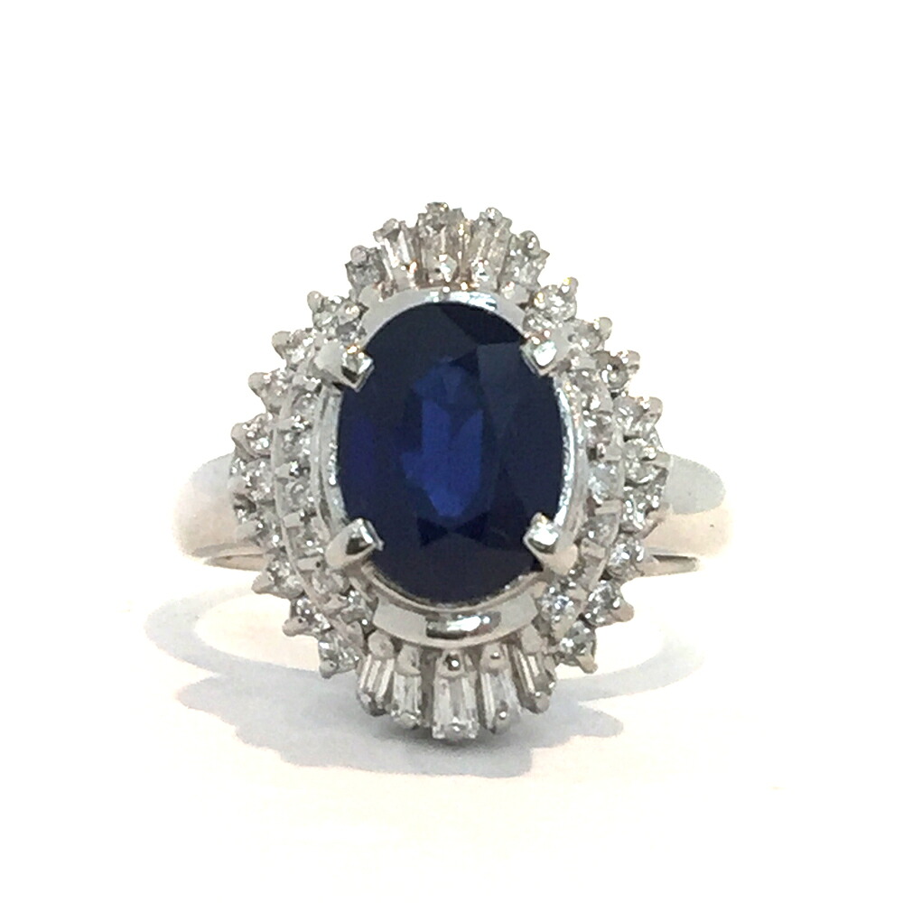 【中古】Pt900 サファイヤ ダイヤ ファッションリング S 2.13ct D 0.40ct 9号 7.6g 指輪|すぎ質店 店
