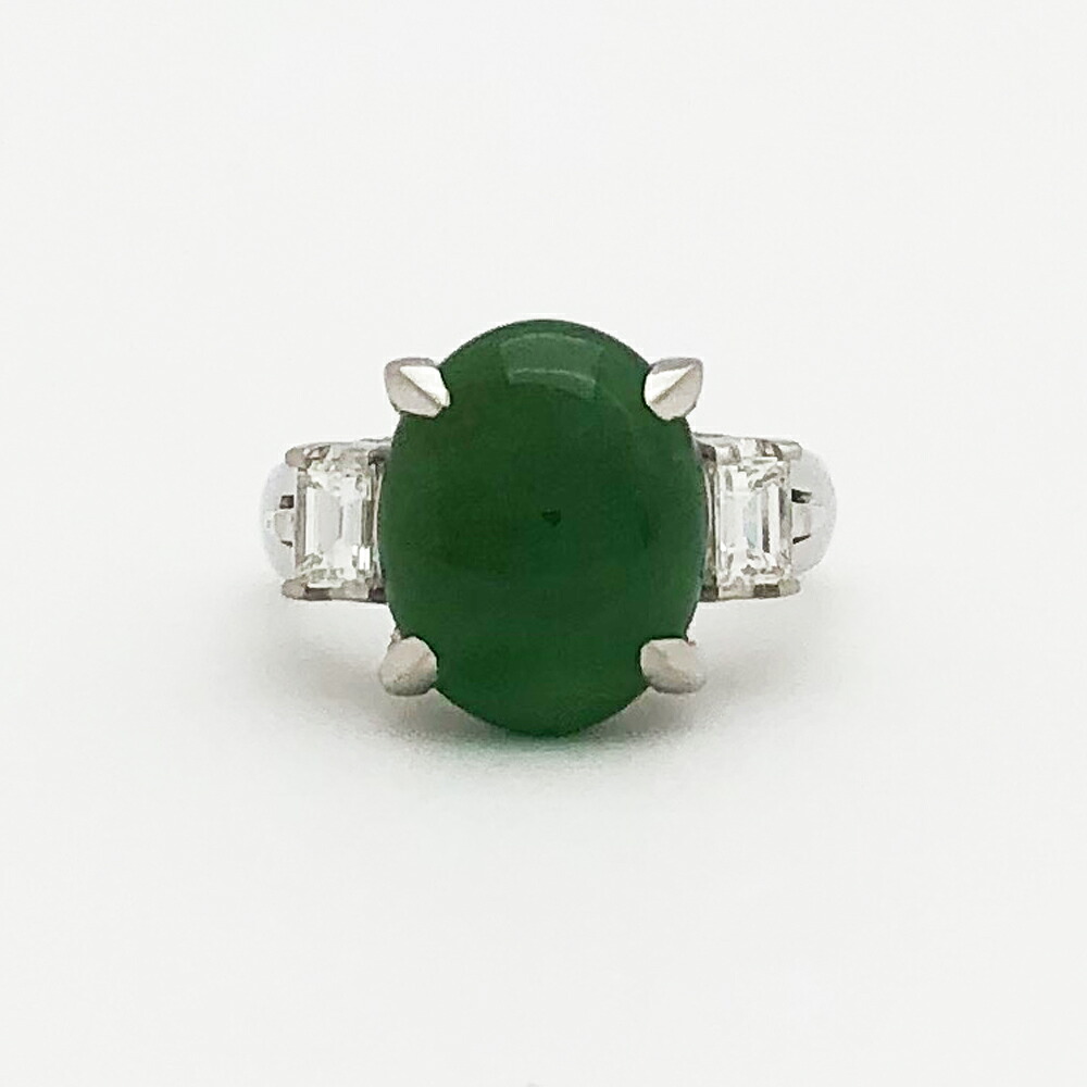 【中古】Pt900　ヒスイ　ファッションリング　指輪　H5.69ct　D0.50ct　11号　レディース｜すぎ質店　店