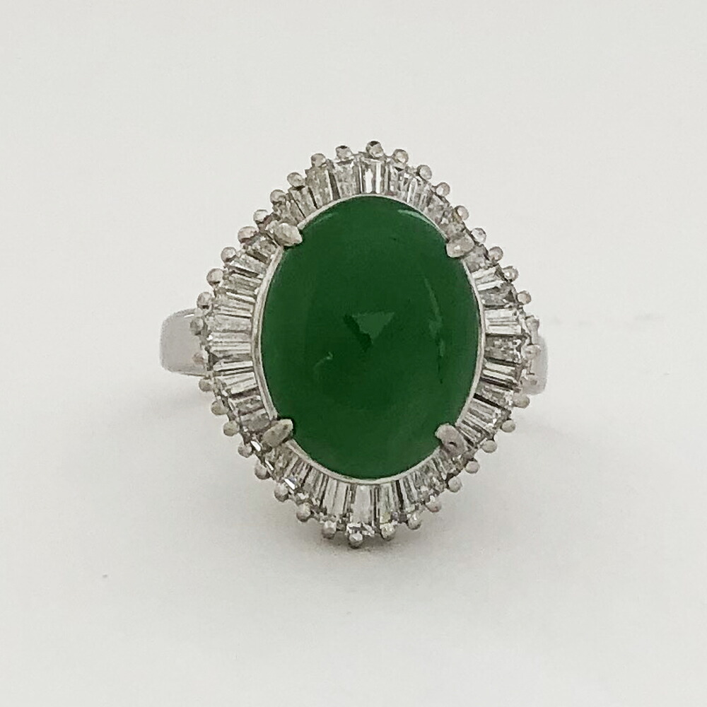 【中古】Pt900　ヒスイ　ファッションリング　指輪　H4.32ct　D1.06ct　14号　レディース｜すぎ質店　店