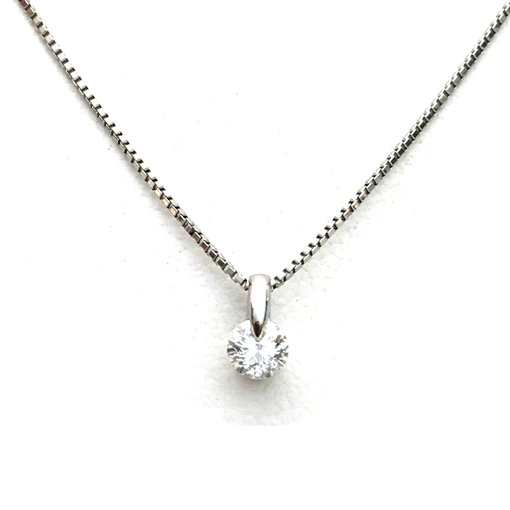 【中古】Pt850 ダイヤ 一粒ダイヤ0.302ct ネックレス レディース 3.3g|すぎ質店 店