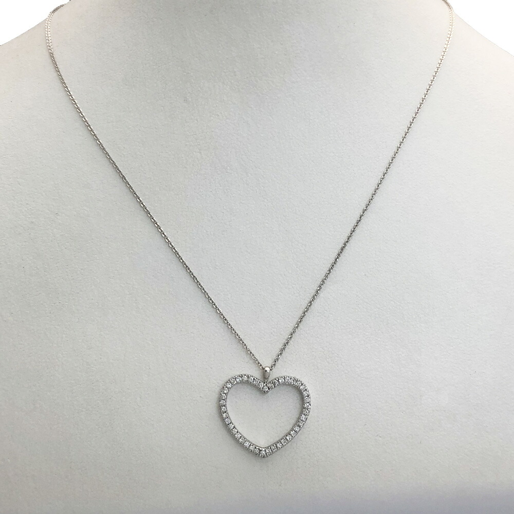 【中古美品】K18WG　ダイヤ　ネックレス　ハート　D 0.50ct 3.3g　レディース｜すぎ質店　店