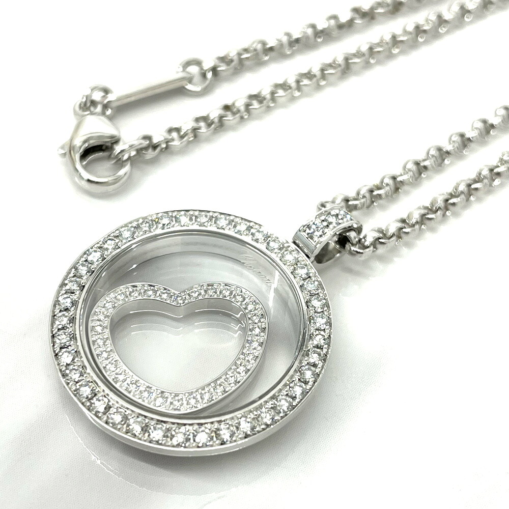 【中古】ショパール CHOPARD ハッピーダイヤモンド ハート K18WG ネックレス ペンダント レディース ジュエリー|すぎ質店 店