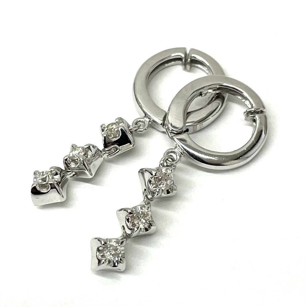 【中古】K18WG　ダイヤ　イヤリング　D0.10ct&times;2　レディース　4.2g｜すぎ質店　店