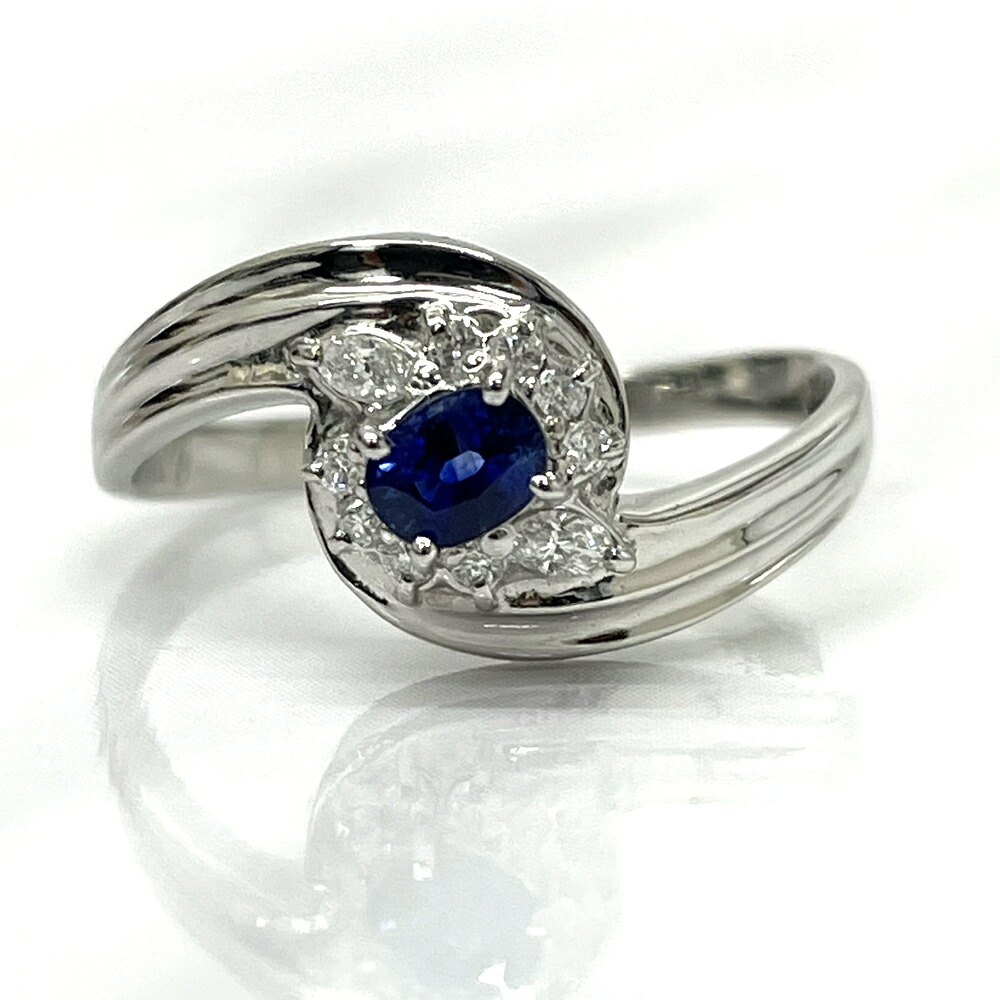 【中古】Pt900　サファイヤ　ダイヤ　リング　指輪 レディース　S0.28ct　D0.11ct　3.1ｇ　12号｜すぎ質店　店