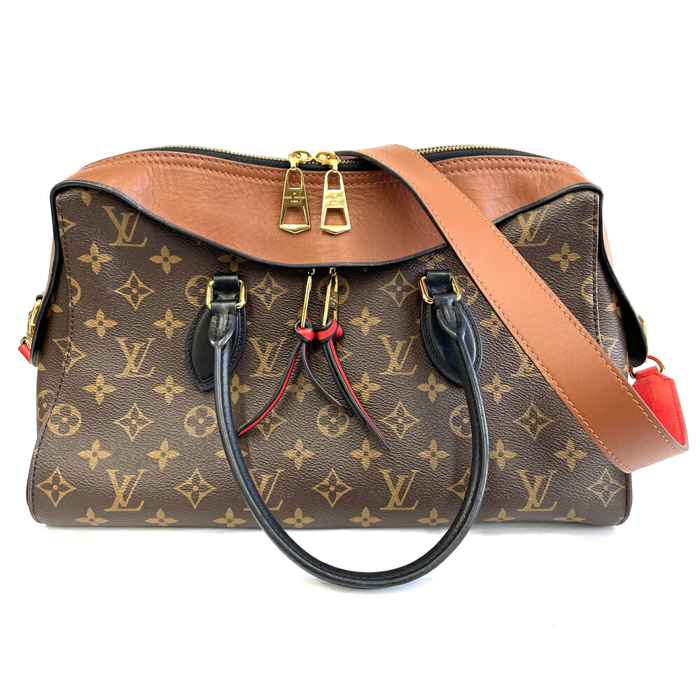 【中古】LOUIS VUITTON ルイヴィトン テュイルリートート トートバッグ M41456 モノグラム ブラウン レッド バッグ