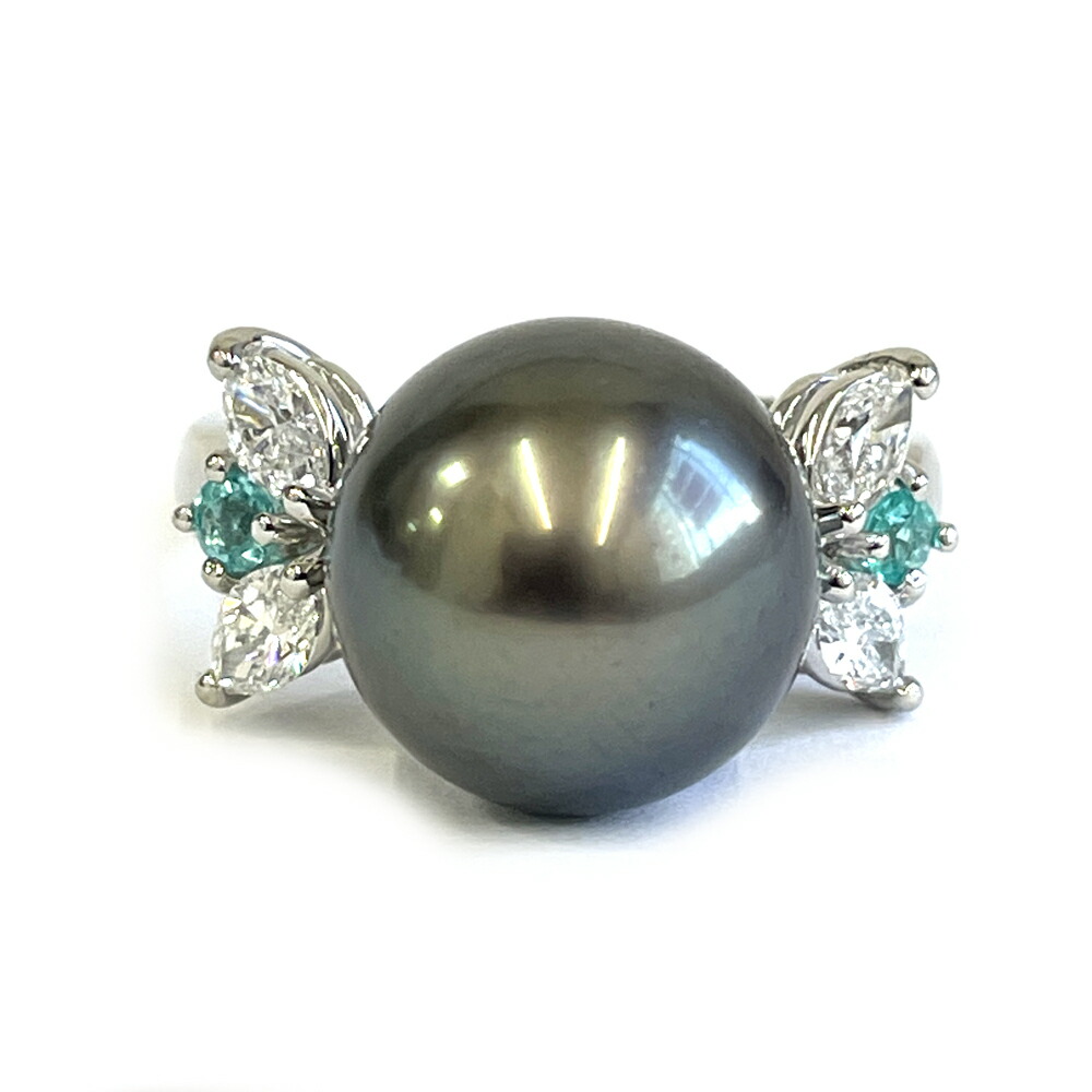 【新品未使用】ブラックパールリング 楽天市場】TASAKI タサキ Pt950 ブラックパール12mm 黒真珠