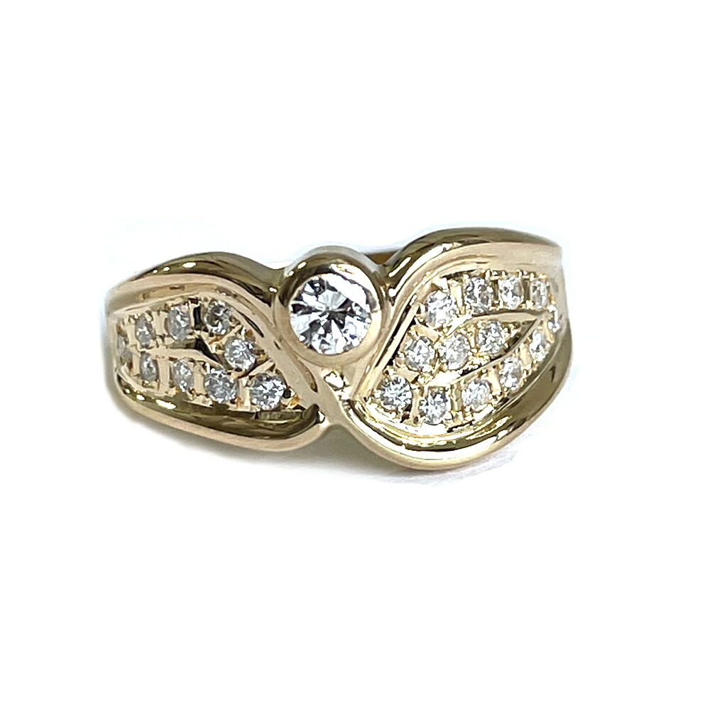 【中古】K18YG ダイヤ リング D0.22ct D0.10ct 9号 指輪 4.0g|すぎ質店 店
