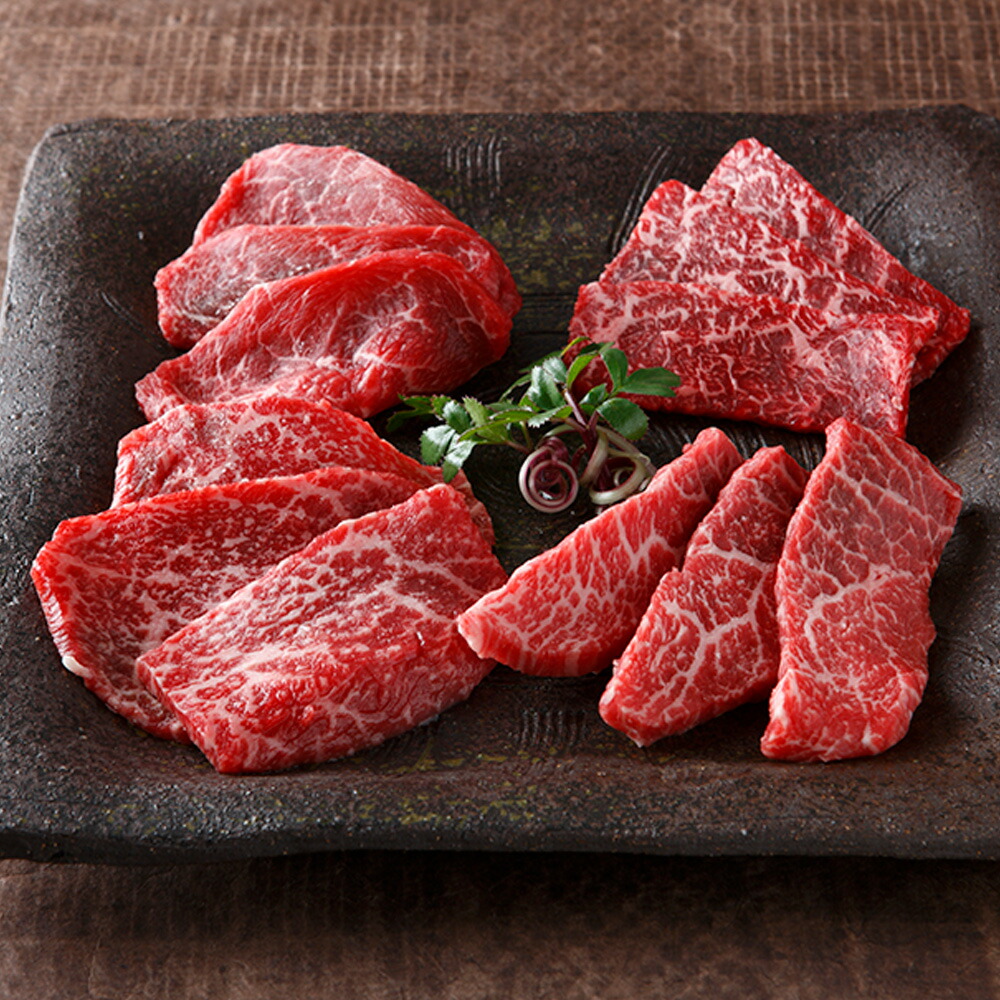 スギモト 黒毛和牛 赤身 焼肉４種食べ比べ／うちもも肉100g、マル肉100g、トウガラシ100g、カイノミ肉100g（計400g）