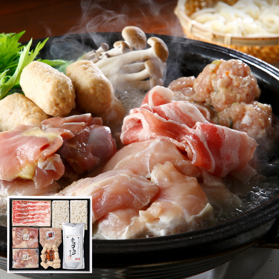 スギモト 愛知みかわ豚と名古屋コーチンのちゃんこ鍋セット【冷凍配送】 バラ肉 モモ肉 ムネ肉 つみれ つくね こだわりスープ きしめん【送料無料】 内祝い お中元 お歳暮 贈り物 父の日 母の日 鍋ギフト 鍋料理