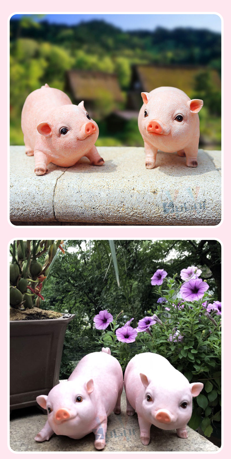 ガーデニング 飾付け 飾り付け かわいい 豚 ガーデンオーナメント 洒落た オブジェ 佳麗 ガーデニング 雑貨 生体 ぶた 園生模様 園芸 ガーデン 装飾品 2匹揃 進物 Fecdas Cat