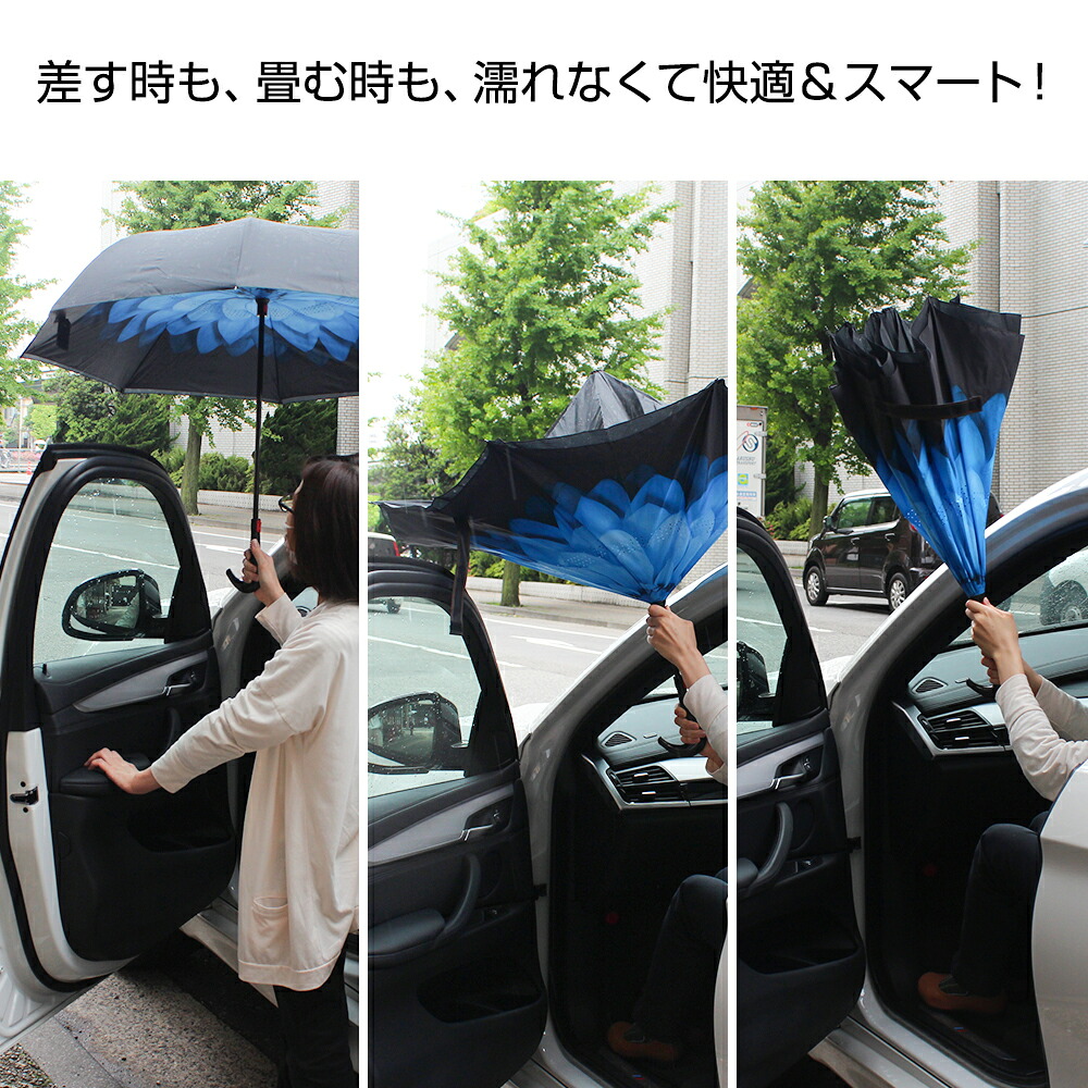 【楽天市場】逆さ傘 晴雨兼用 ワンタッチ さかさま傘 長傘 さかさかさ さかさ傘 逆開き傘 逆向き 逆さまの傘 日傘 UVカット:スグポチ