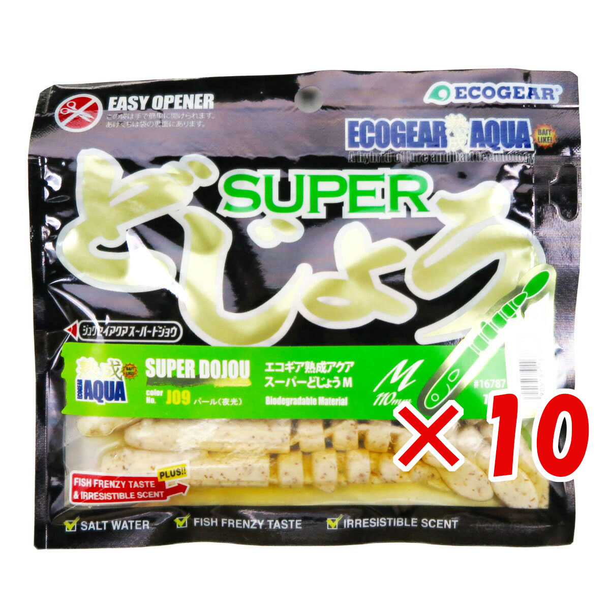 【 まとめ買い ×10個セット 】 「 ワーム エコギア 熟成 アクア スーパーどじょう M パール（夜光） 」 【 送料無料 】 【 月間MVP & 月間優良ショップ ダブル受賞店 】 釣具 釣り具 釣り用品 エコギア 熟成 アクア
