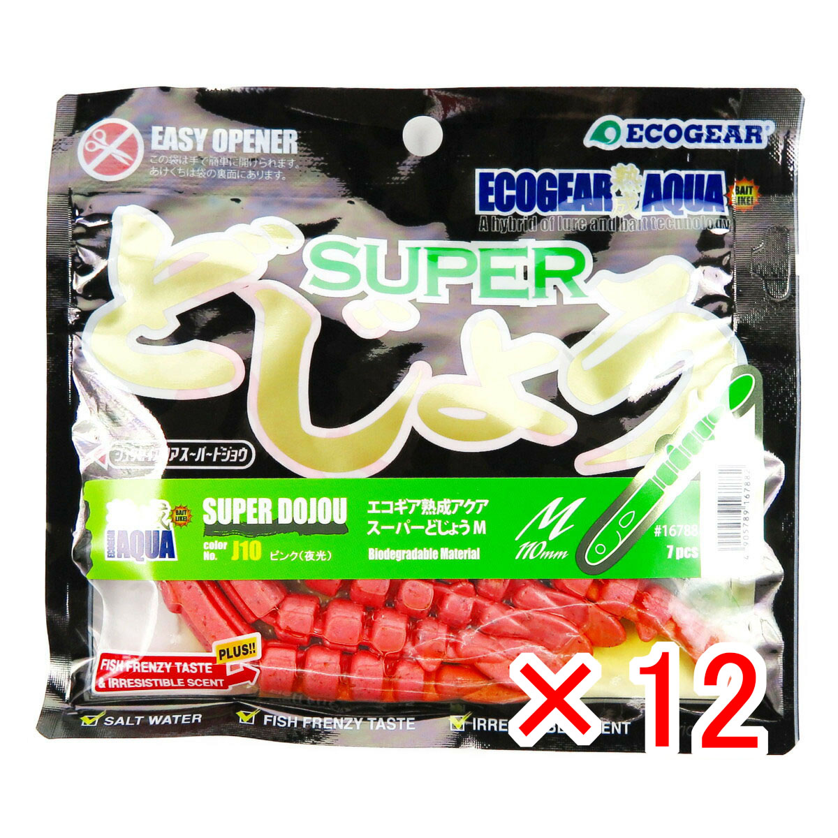 【 まとめ買い ×12個セット 】 「 ワーム エコギア 熟成 アクア スーパーどじょう M ピンク（夜光） 」 【 送料無料 】 【 月間MVP & 月間優良ショップ ダブル受賞店 】 釣具 釣り具 釣り用品 エコギア 熟成 アクア