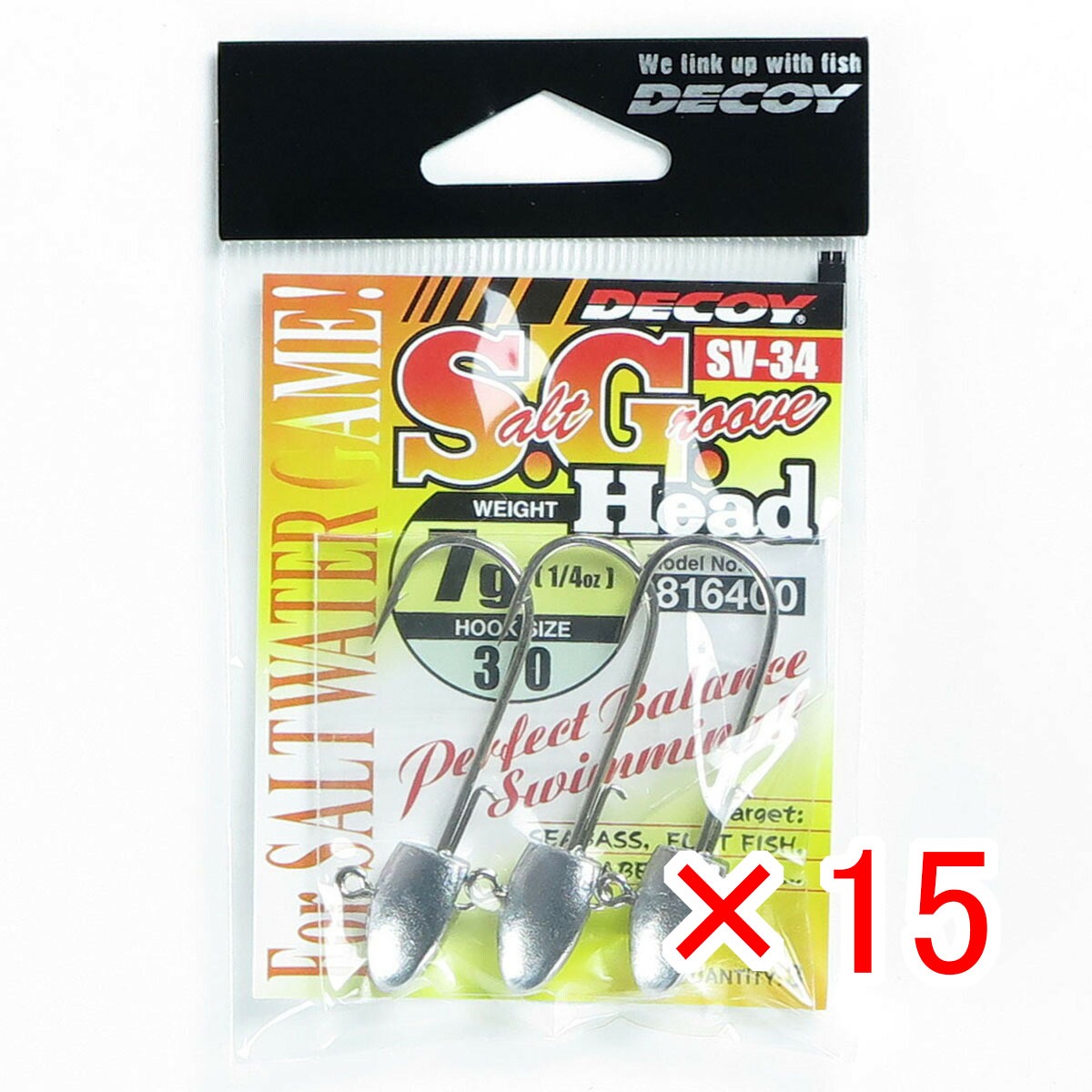 【 まとめ買い ×15個セット 】 「 カツイチ KATSUICHI S.G.ヘッド SV-34 #3/0-7g 1/4oz 」 【 送料無料 】 【 月間MVP & 月間優良ショップ ダブル受賞店 】 釣具 釣り具 釣り用品
