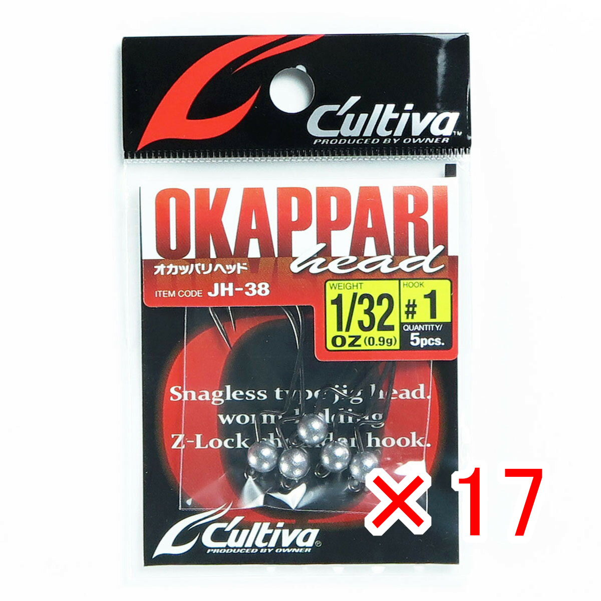 【 まとめ買い ×17個セット 】 「 OWNER カルティバ オカッパリヘッド 1/32oz-#1 JH-38 」 【  月間MVP \u0026 月間優良ショップ ダブル受賞店 】 釣具 釣り具 釣り用品