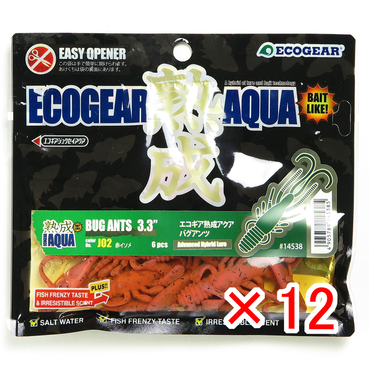 【 まとめ買い ×12個書き割り 】 「 エコ歯車 Ecogear 生まれ育つアクア バグアンツ 3.3in J02 赤イソメ 」 【 貨物輸送無料 】 【  月間MVP \u0026 月間目覚ましい販売店 ダブル勝ち得る店 】 釣具 釣り銭具 蠕虫 釣り銭機材