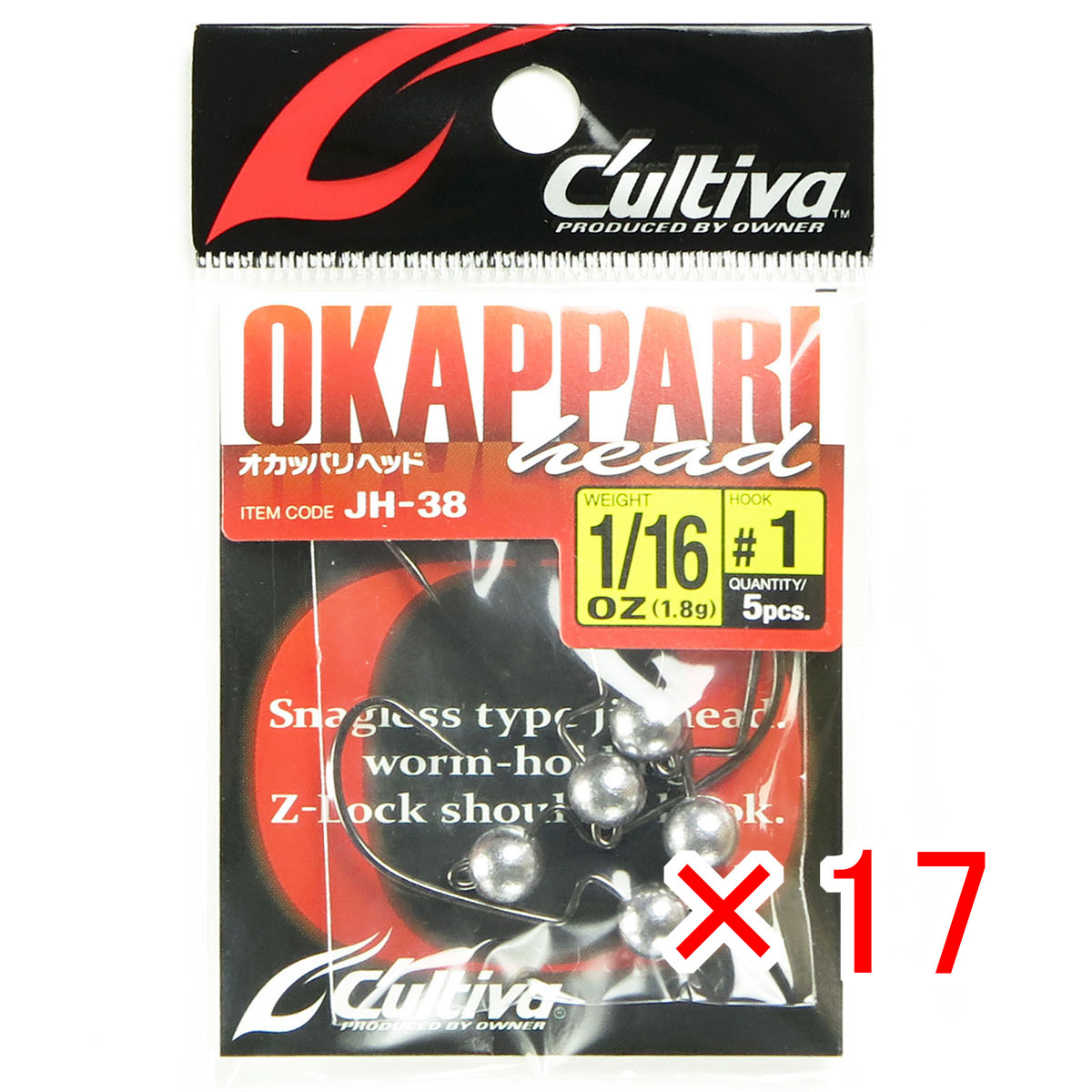 【 まとめ買い ×17個書き割り 】 「 所有権者 OWNER カルティバ オカッパリヘッド 1/16薬局衡オンス #1 JH-38 」 【  月間MVP \u0026 月間目覚ましい販売店 ダブル勝ち得る店 】 釣具 釣り銭具 釣り銭機材