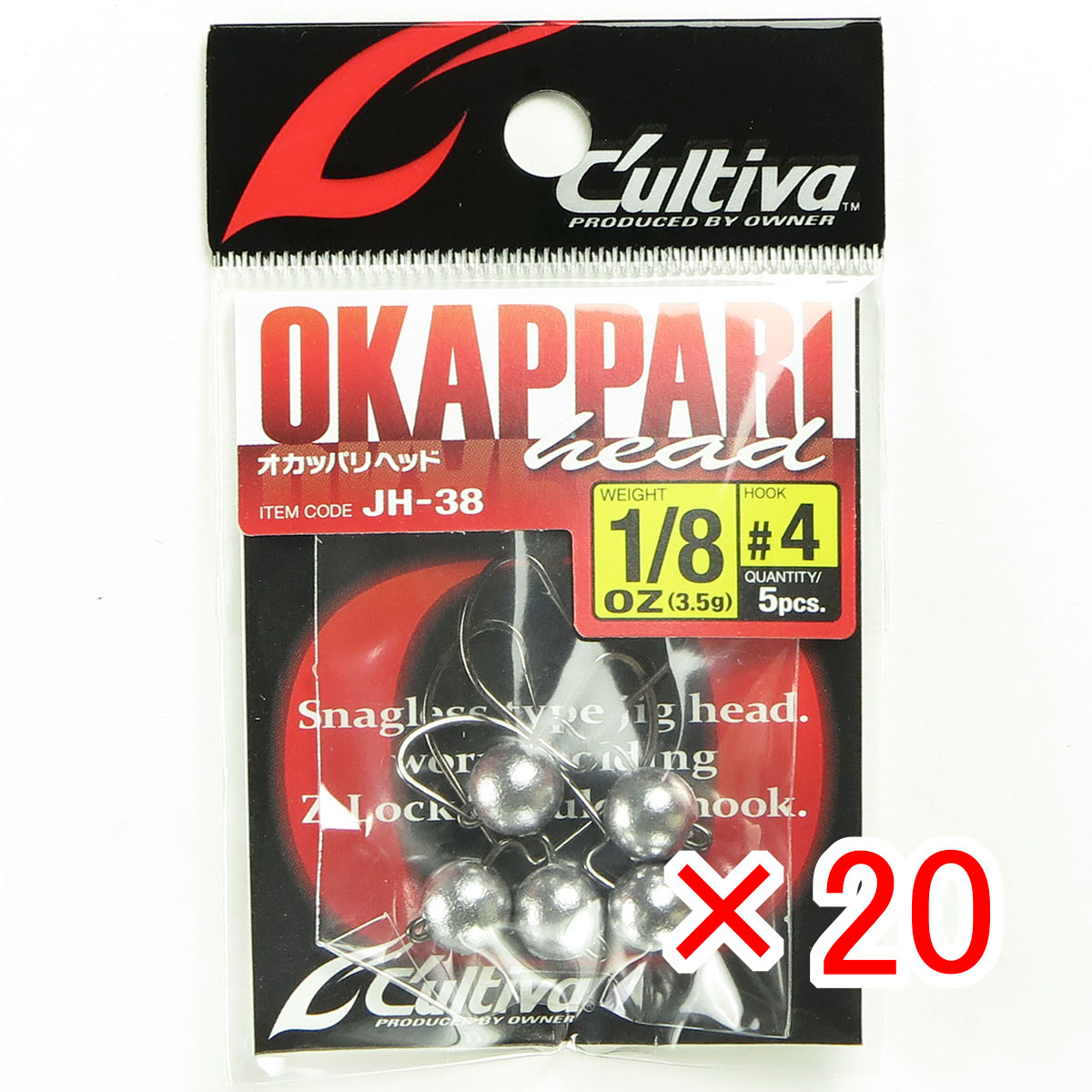 【 まとめ買い ×20個セット 】 「 オーナー OWNER カルティバ オカッパリヘッド 1/8oz #4 JH-38 」 【 月間MVP & 月間優良ショップ ダブル受賞店 】 釣具 釣り具 釣り用品|日用品・釣具・文具のすぐる屋本舗