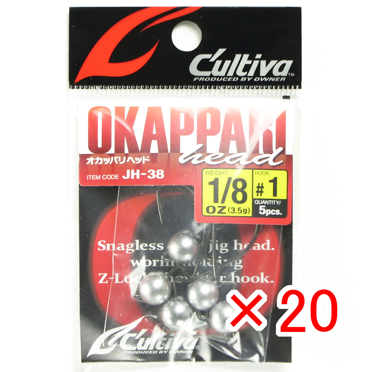 【 まとめ買い ×20個セット 】 「 オーナー OWNER カルティバ オカッパリヘッド 1/8oz #1 JH-38 」 【 月間MVP & 月間優良ショップ ダブル受賞店 】 釣具 釣り具 釣り用品