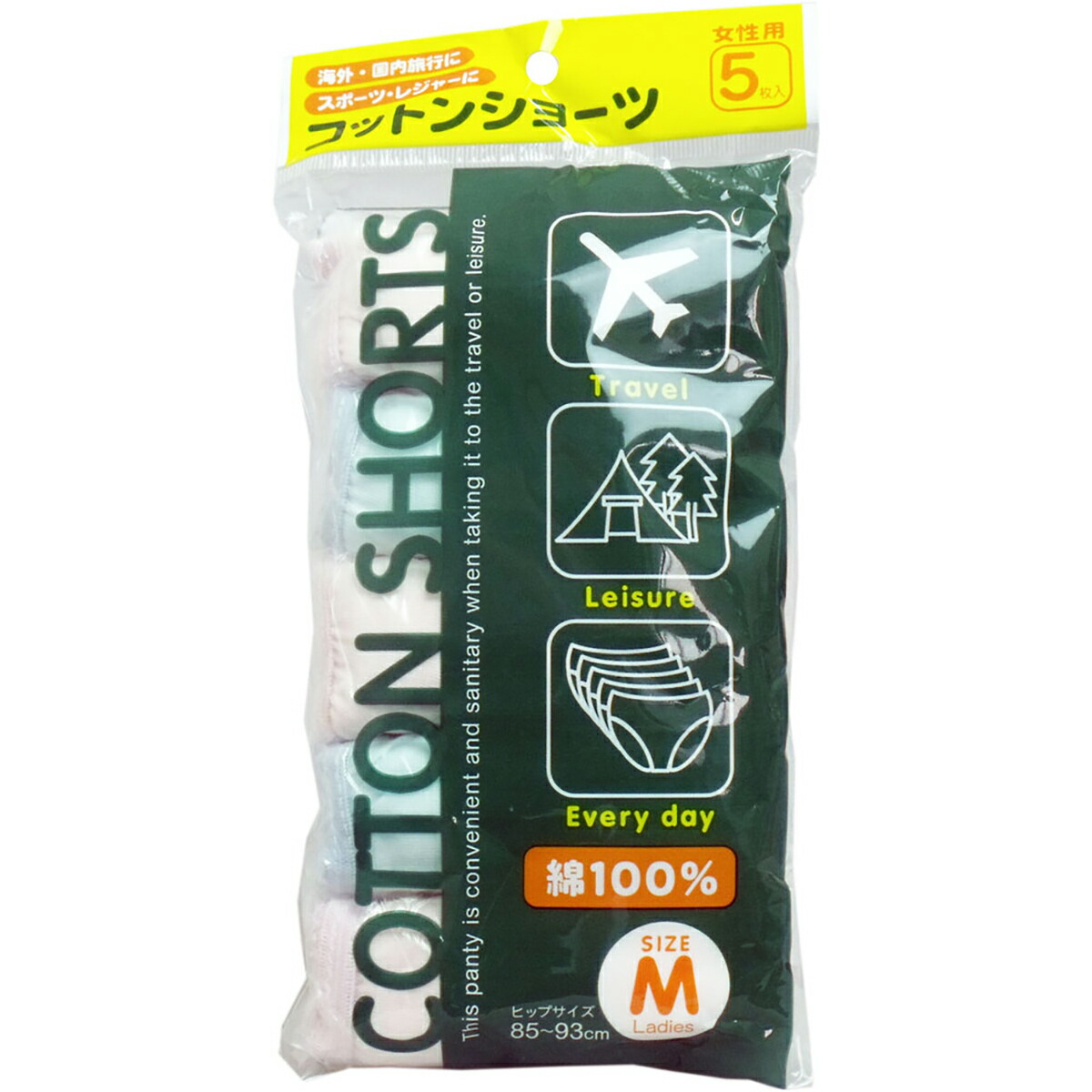 【 まとめ買い17個セット 】 コットンショーツ 綿100% 女性用 Mサイズ 5枚入 【 送料無料 】