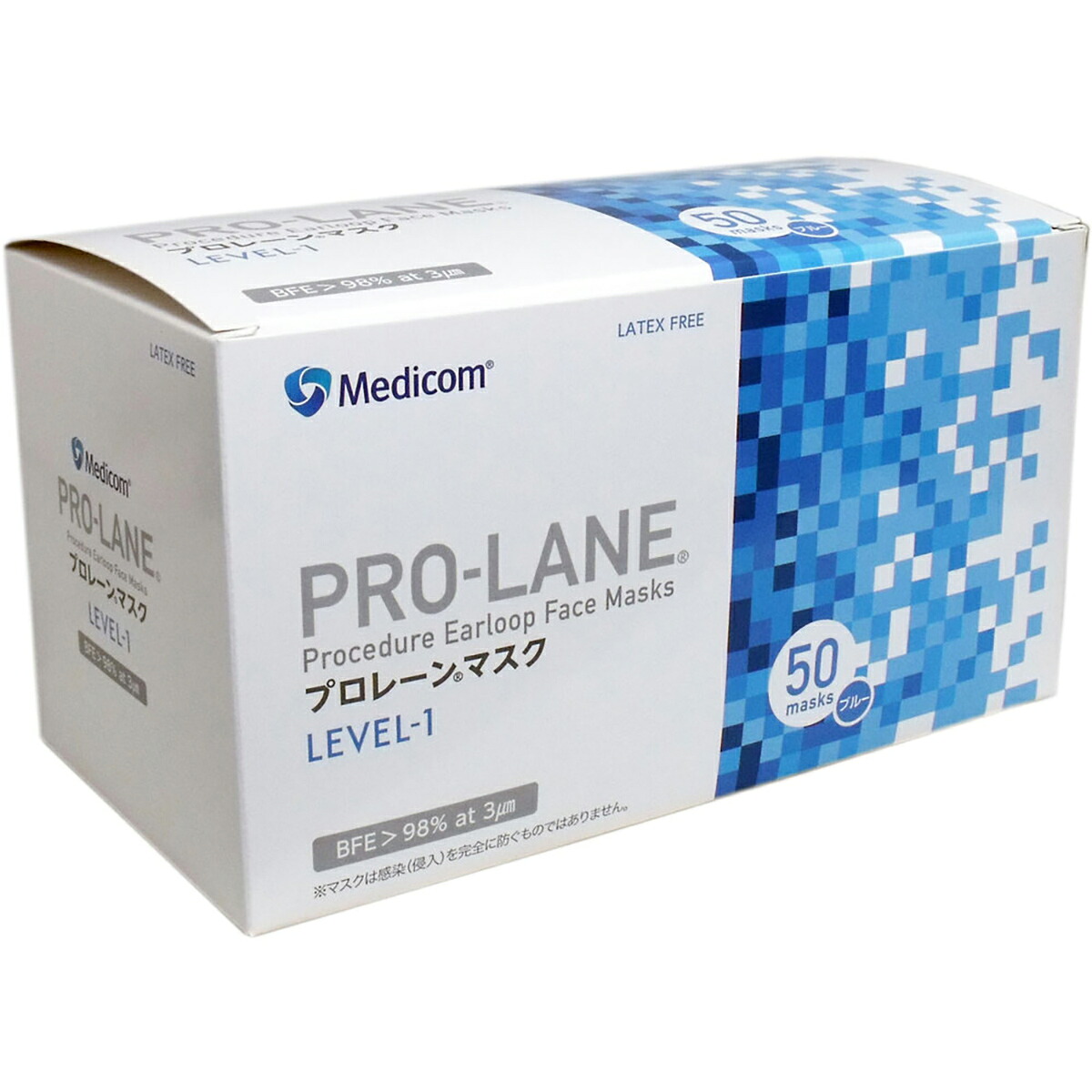 【 まとめ買い12個仕掛ける 】 メディコム プロレーンマスク 青色 50枚入 【 貨物輸送無料 】
