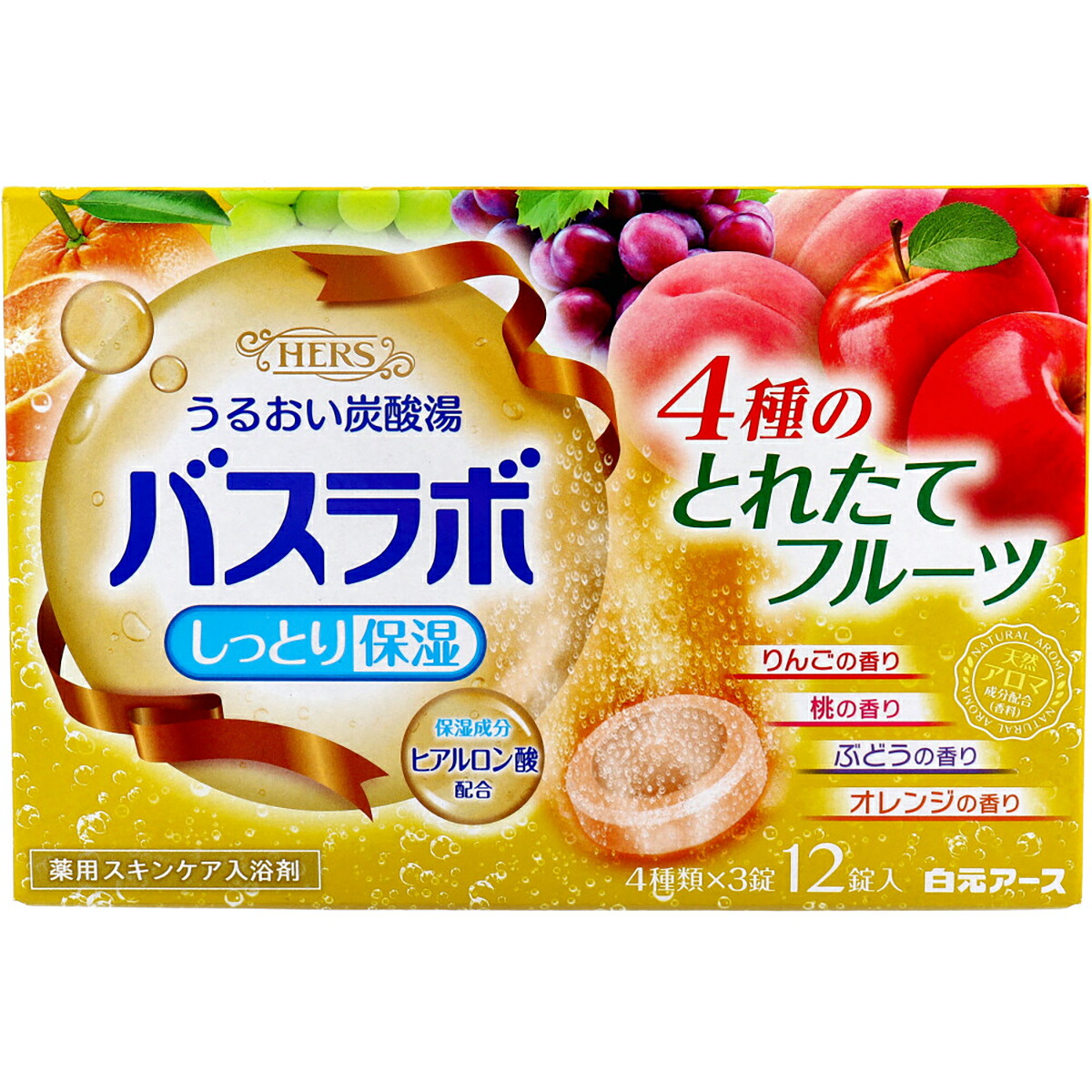 【 まとめ買い7個セット 】 HERSバスラボ 薬用入浴剤 4種のとれたてフルーツ 45g×12錠入 【 送料無料 】