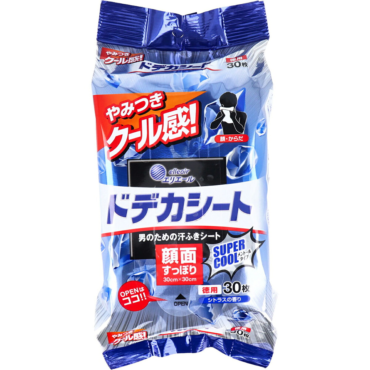 【 まとめ買い12個セット 】 エリエール ドデカシート スーパークール シトラスの香り 徳用 30枚 【 送料無料 】