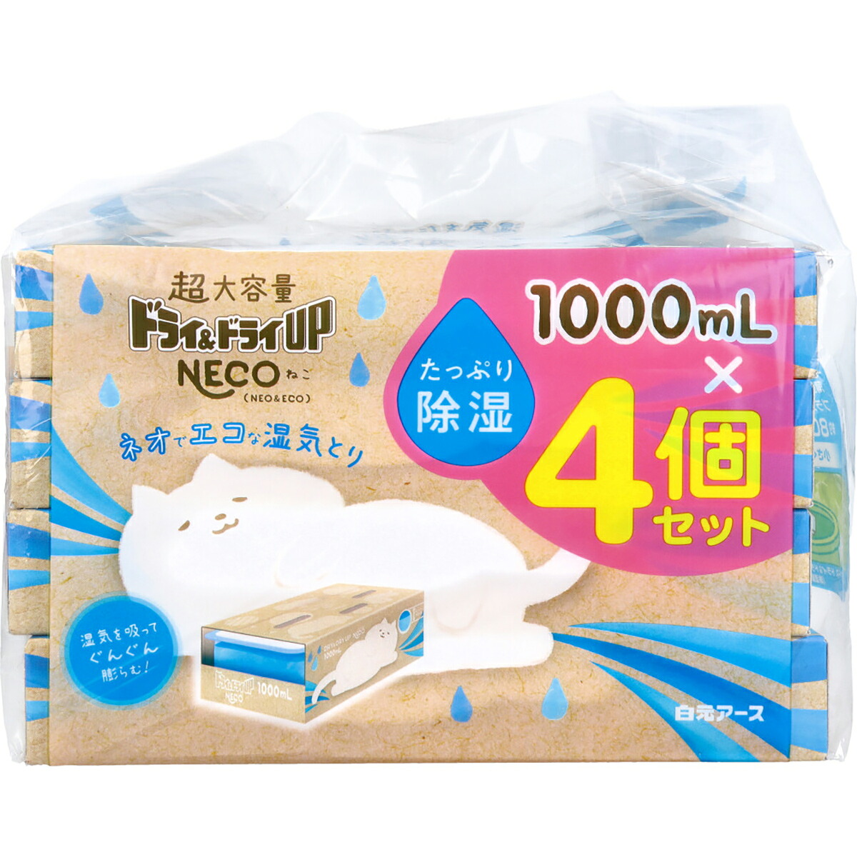 【 まとめ買い10個セット 】 ドライ＆ドライUP NECO 湿気とり 1000mL&times;4個セット 【 送料無料 】｜日用品・釣具・文具のすぐる屋本舗