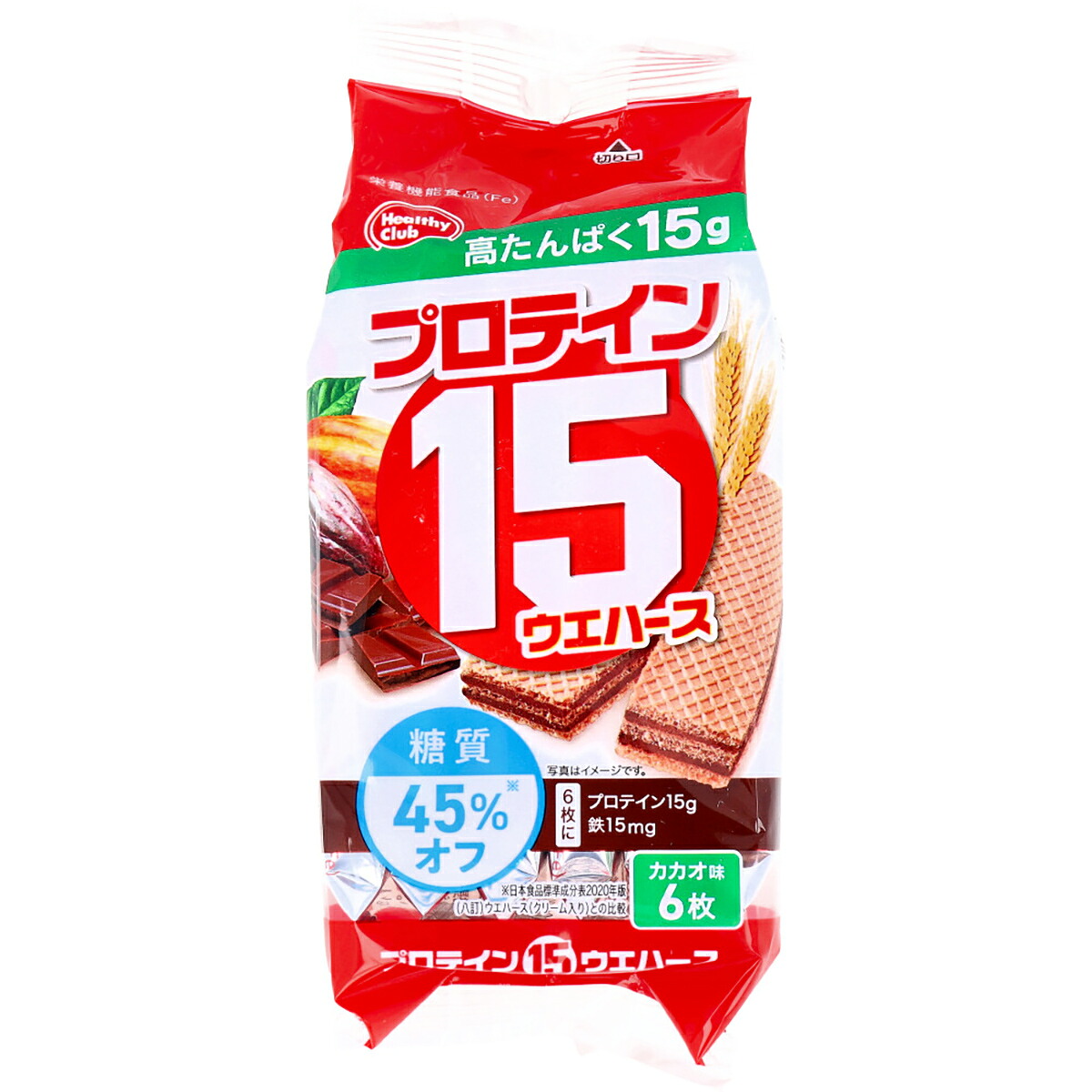 【 まとめ買い10個セット 】 プロテイン15ウエハース カカオ味 6枚入 【 送料無料 】｜日用品・釣具・文具のすぐる屋本舗