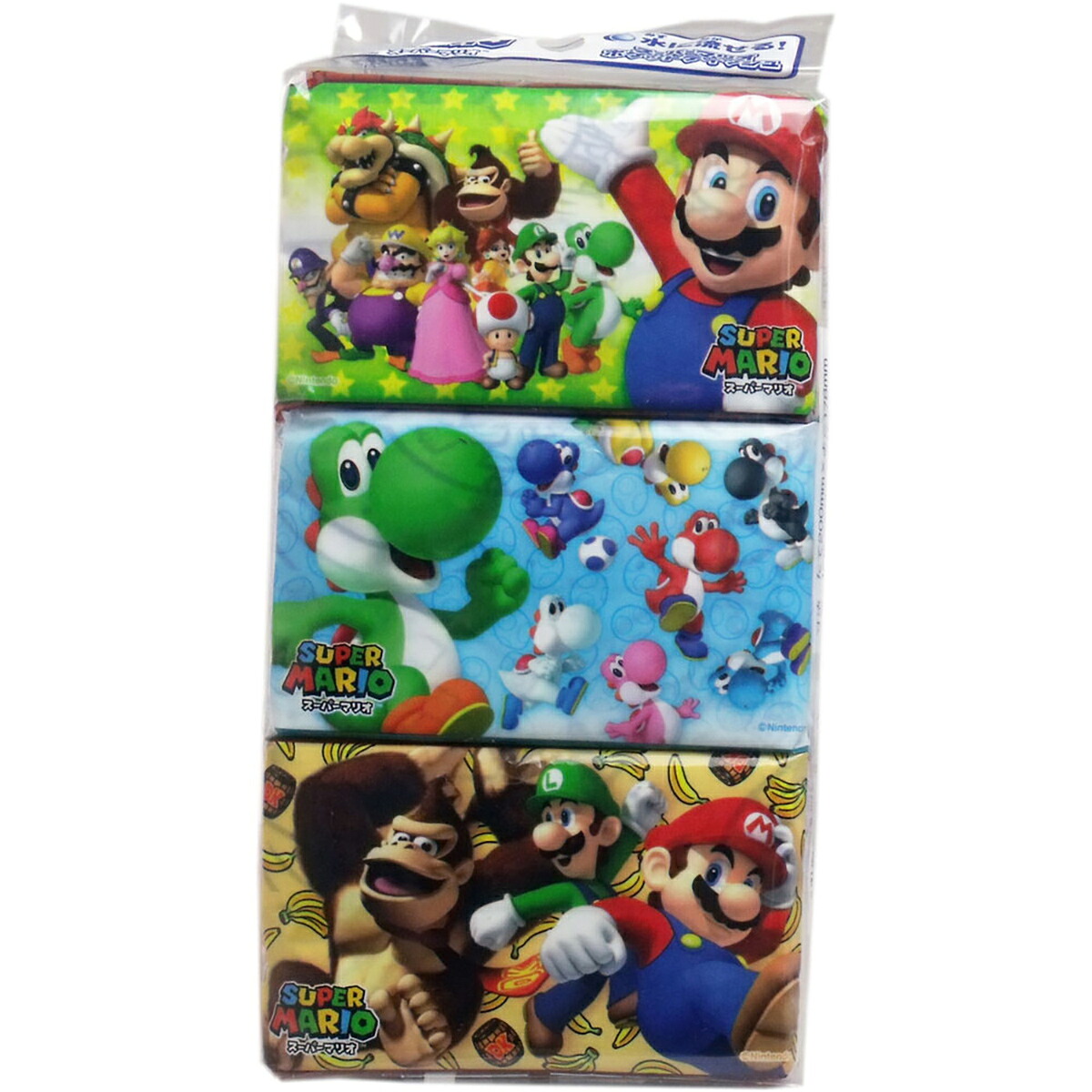 【 まとめ買い15個セット 】 スーパーマリオ 水に流せるポケットティシュ 6パック入 【 送料無料 】｜日用品・釣具・文具のすぐる屋本舗