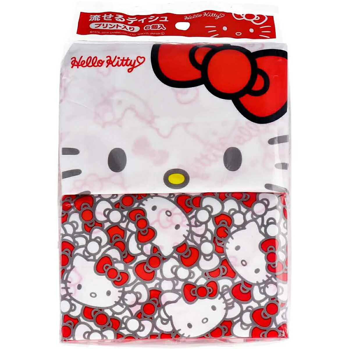 【 まとめ買い15個セット 】 ハローキティ 水に流せるポケットティシュ 6パック入 【 送料無料 】