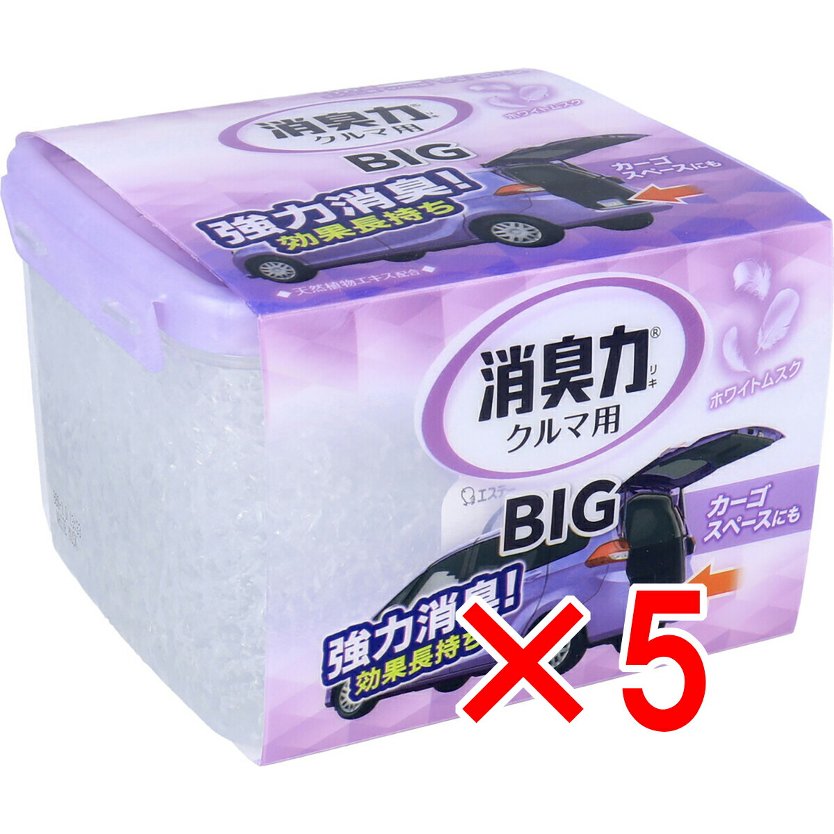 【 まとめ買い5個セット 】 クルマの消臭力 BIG ホワイトムスク 大容量 900g 【 送料無料 】
