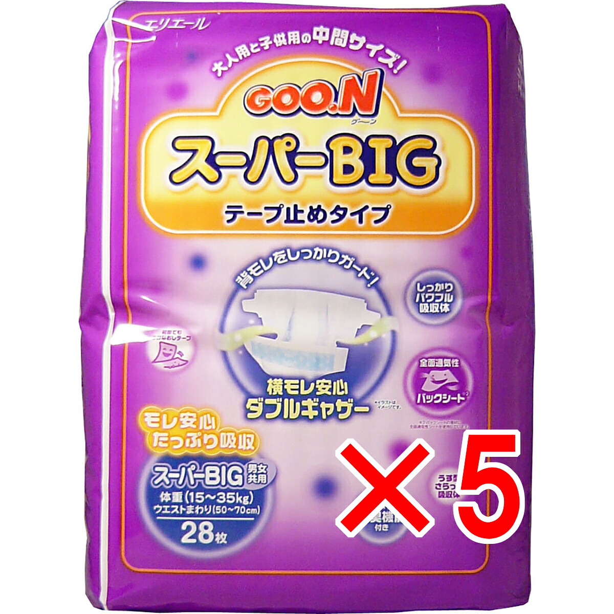 【 まとめ買い5個書き割り 】 グーン 百貨店ＢＩＧ 磁気テープ打ち切り手あい 28枚入 【 貨物輸送無料 】