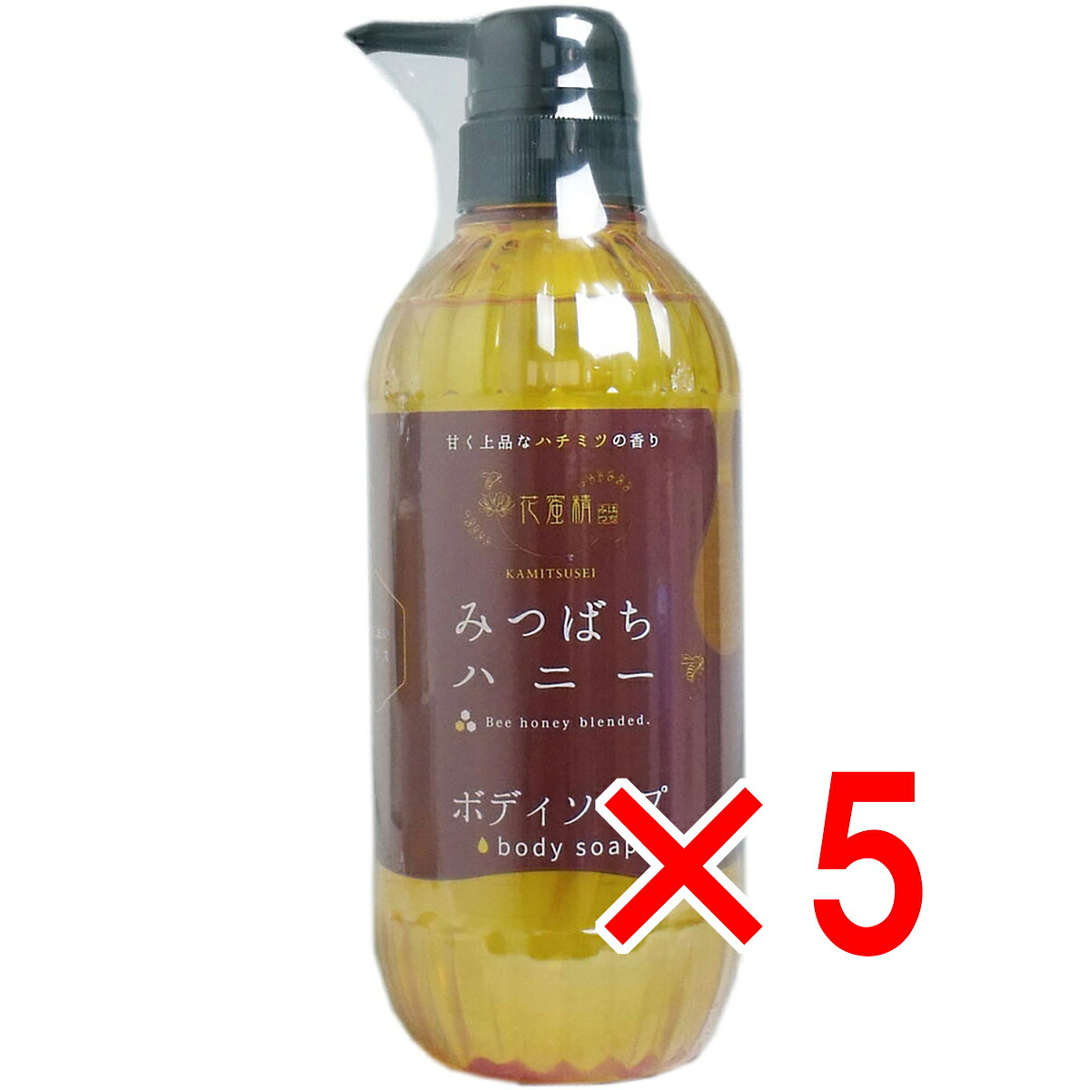 【 まとめ買い5個セット 】 花蜜精 みつばちハニー ボディソープ 500mL 【 送料無料 】