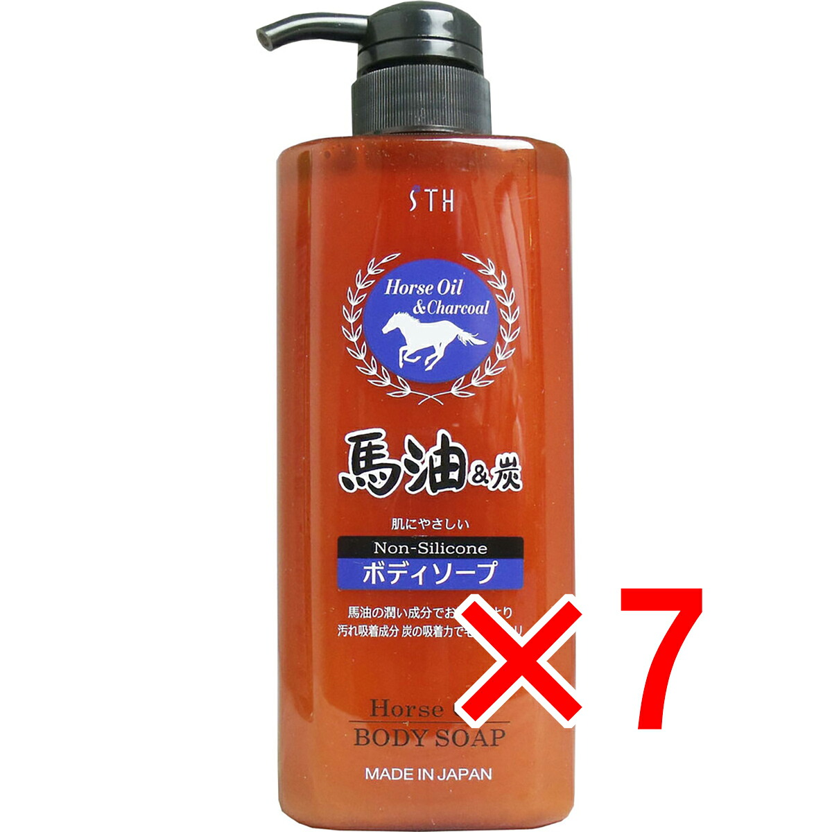 【 まとめ買い7個セット 】 馬油＆炭ボディソープ 600mL 【 送料無料 】