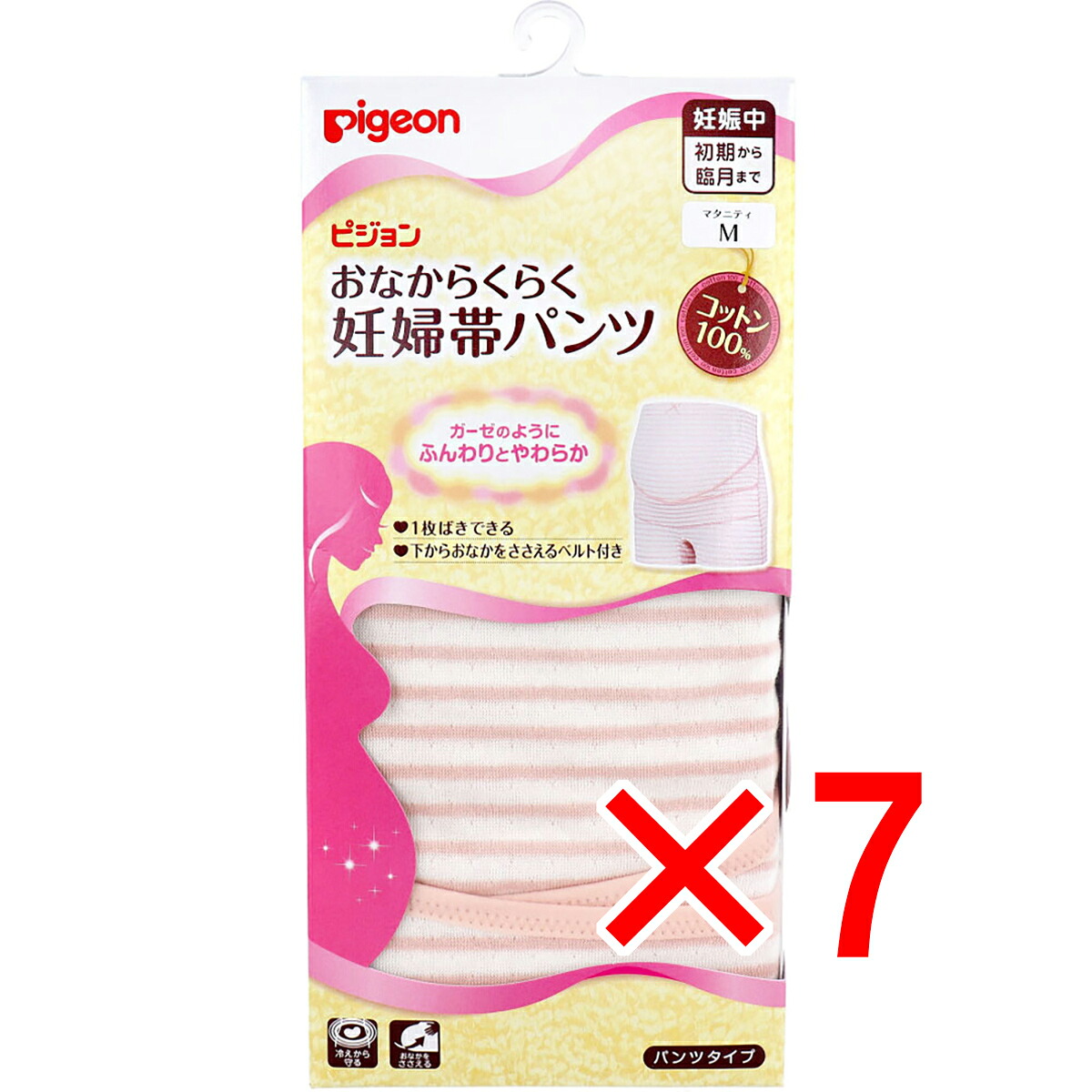 【 まとめ買い7個セット 】 ピジョン おなからくらく妊婦帯パンツ ピンク マタニティ用 Mサイズ 1枚入 【 送料無料 】