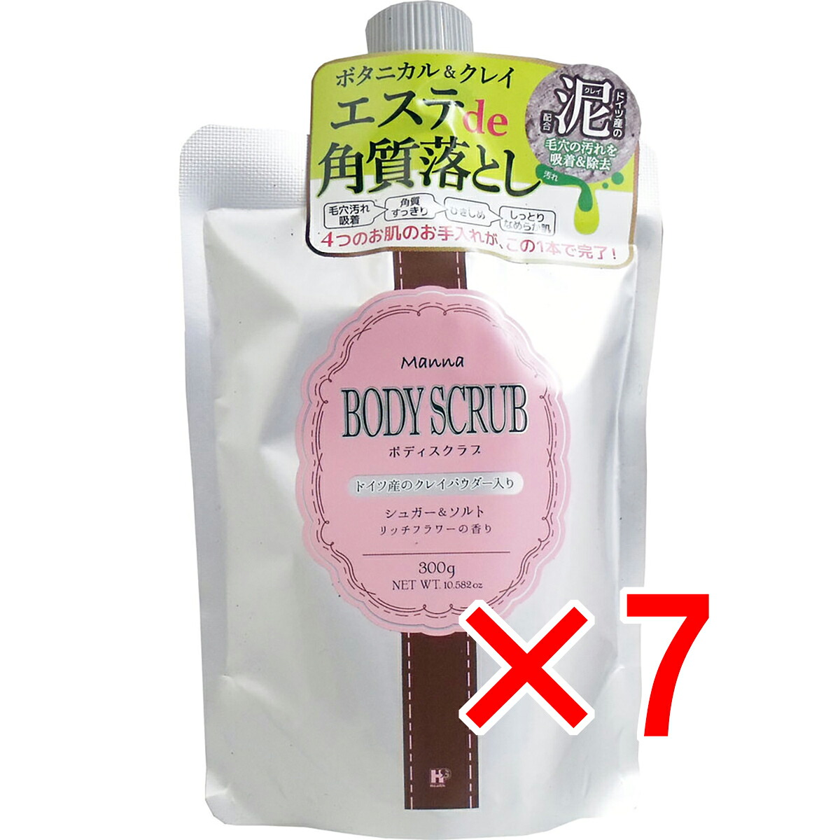 【 まとめ買い7個セット 】 マナ ボディスクラブ リッチフラワーの香り 300g 【 送料無料 】