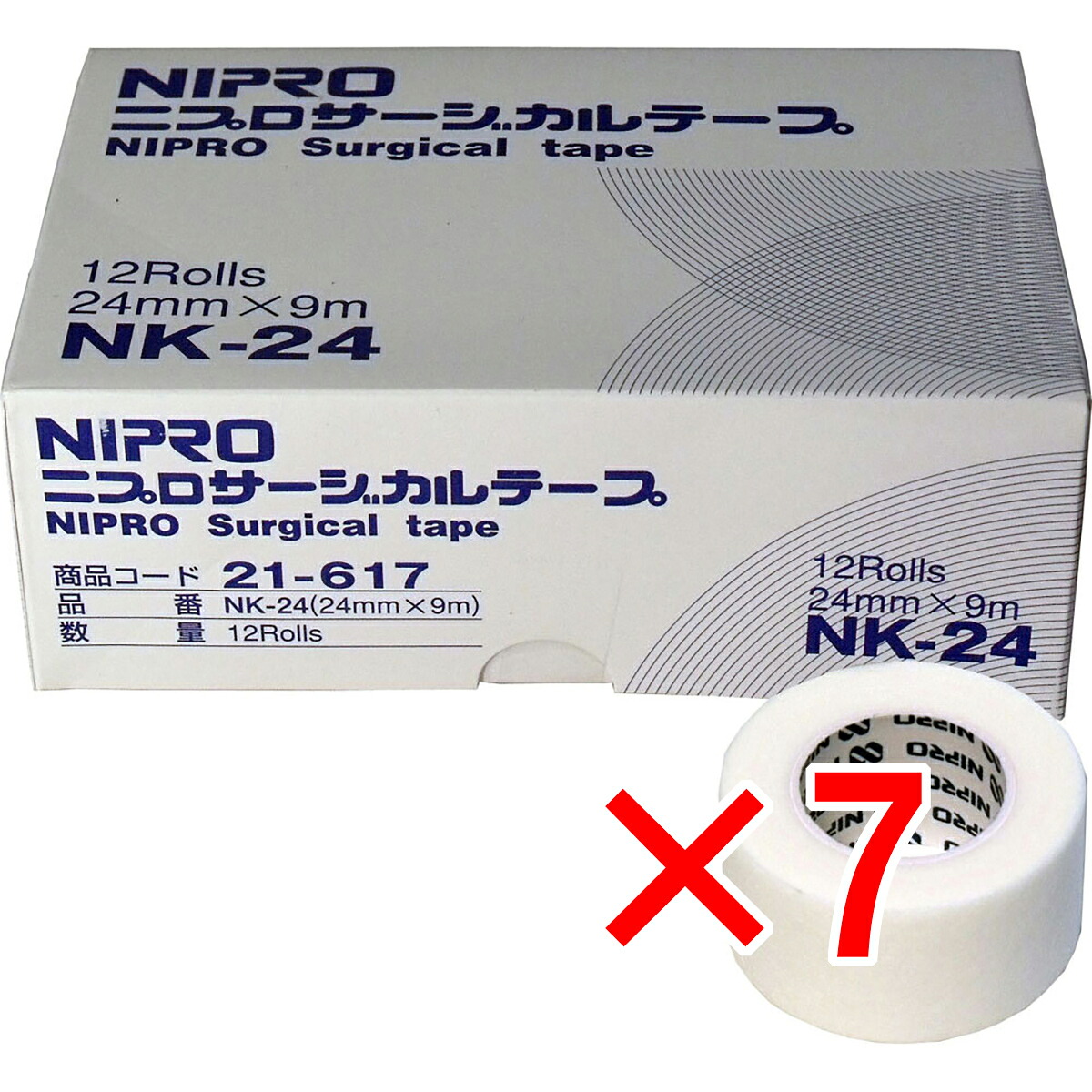 【 まとめ買い7個仕掛ける 】 ニプロ サージカルテープ NK-24 24×9m 御役目用12巻入 【 貨物輸送無料 】