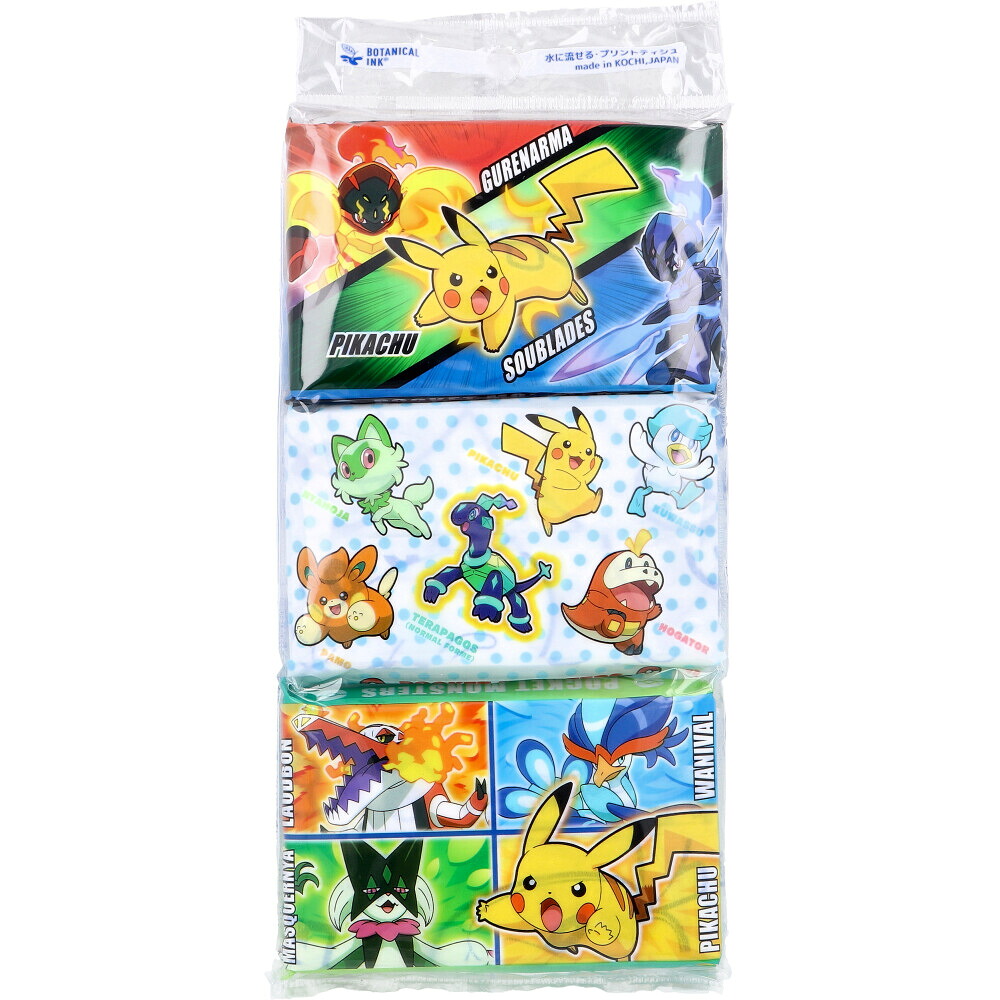【 まとめ買い15個セット 】 ポケットモンスター 水に流せるプリントティシュ 16枚(8組)&times;6個入 【 送料無料 】｜日用品・釣具・文具のすぐる屋本舗