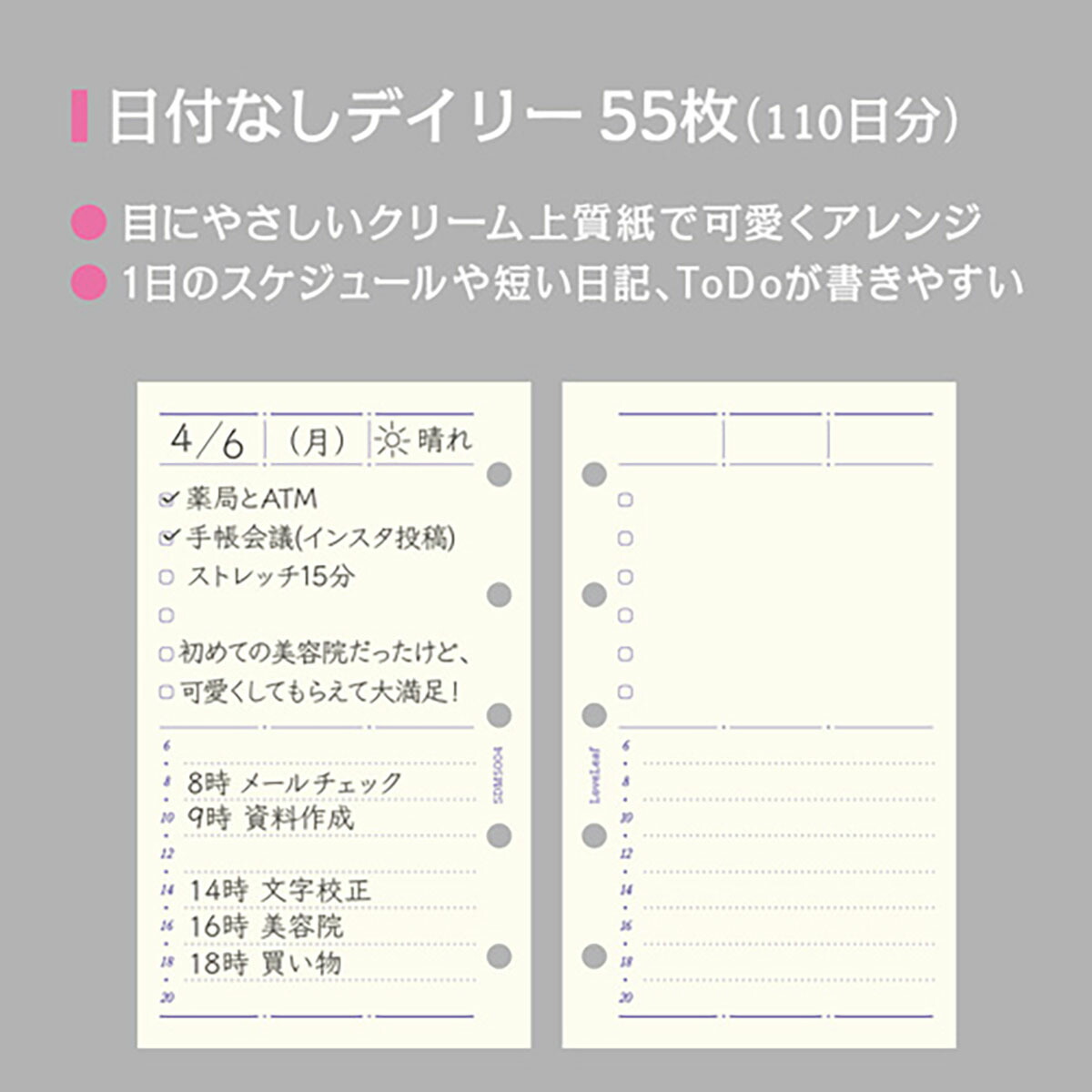 市場 ラブリーフ システム手帳リフィル マイクロ5 デイリー