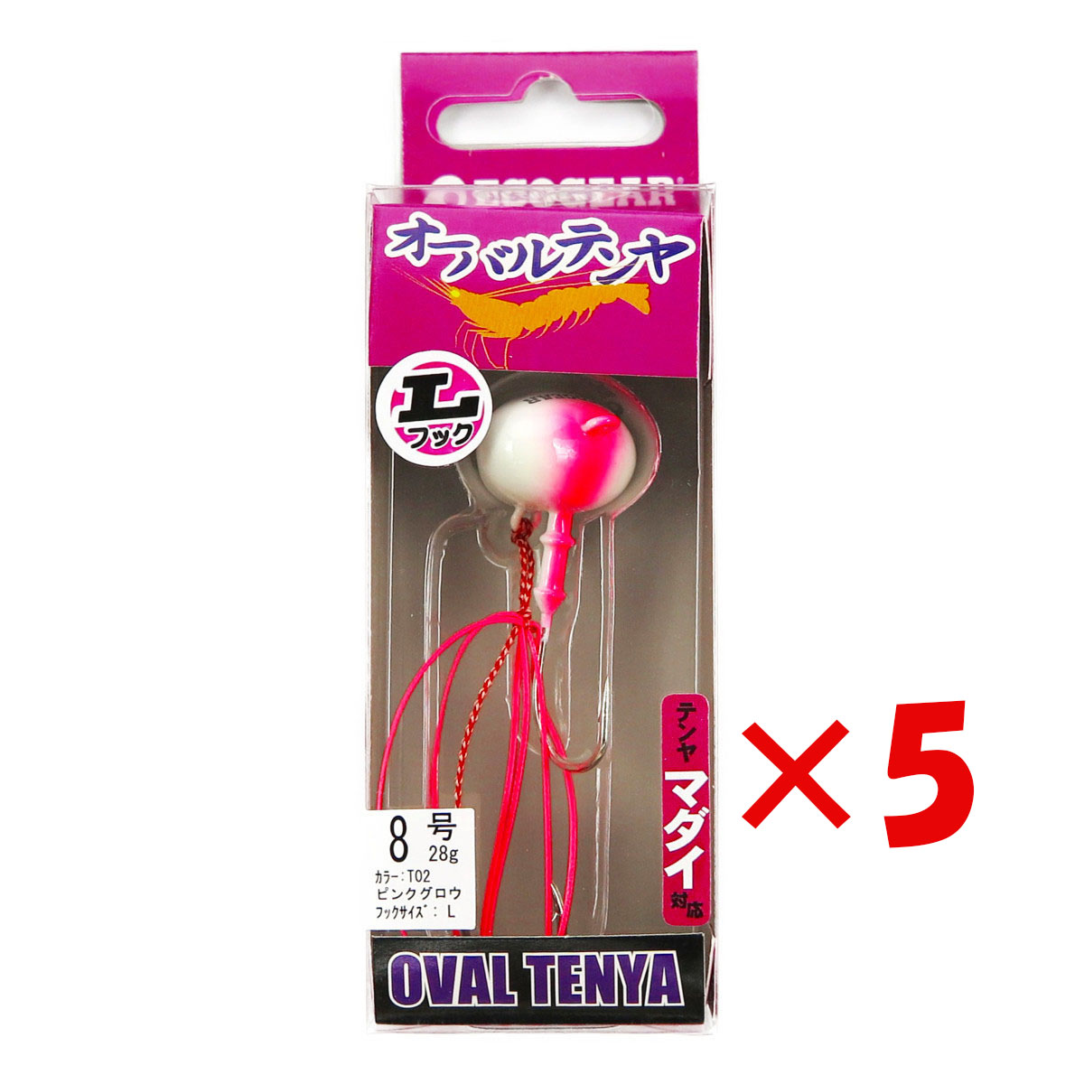 【 まとめ買い ×5個書き割り 】 「 テンヤ エコ歯車 Ecogear オーバルテンヤ 8号 T02 ピンクグロウ 引っかかり大いさL 」 【 貨物輸送無料 】 【  月間MVP \u0026 月間素晴らしい販売店 ダブル勝ちえる店 】 釣具 魚釣り具 魚釣り装置