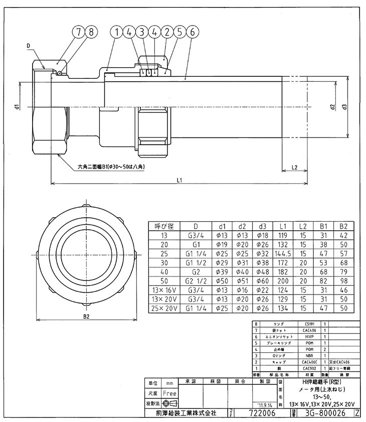 【楽天市場】伸縮式塩ビ用メーターユニオン50A,伸縮継手メーター用,メーターパッキン付,上水ネジメーター用(呼び50AメーターG21/2ネジ