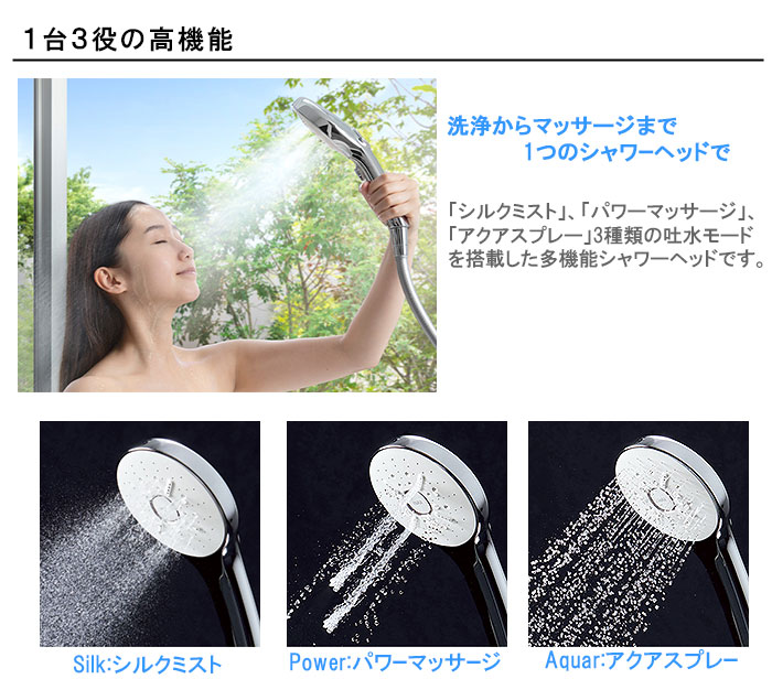 LIXIL,INAX,BF-SM6B(1.6),エコアクアシャワーSPAセット,金属製メタルブレードホース1.6m付き,3パターン吐水モード(シルクミスト/ウルトラファインバブル,パワーマッサージ,節水スプレー/大粒水滴)