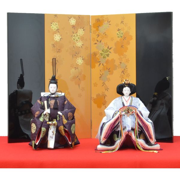 ひな人形 3点セット 親王毛せん飾り DIYひな 京十番 三五 立ち雛 紫菱地向 屏風 梨地しだれ桜 s24 130928302